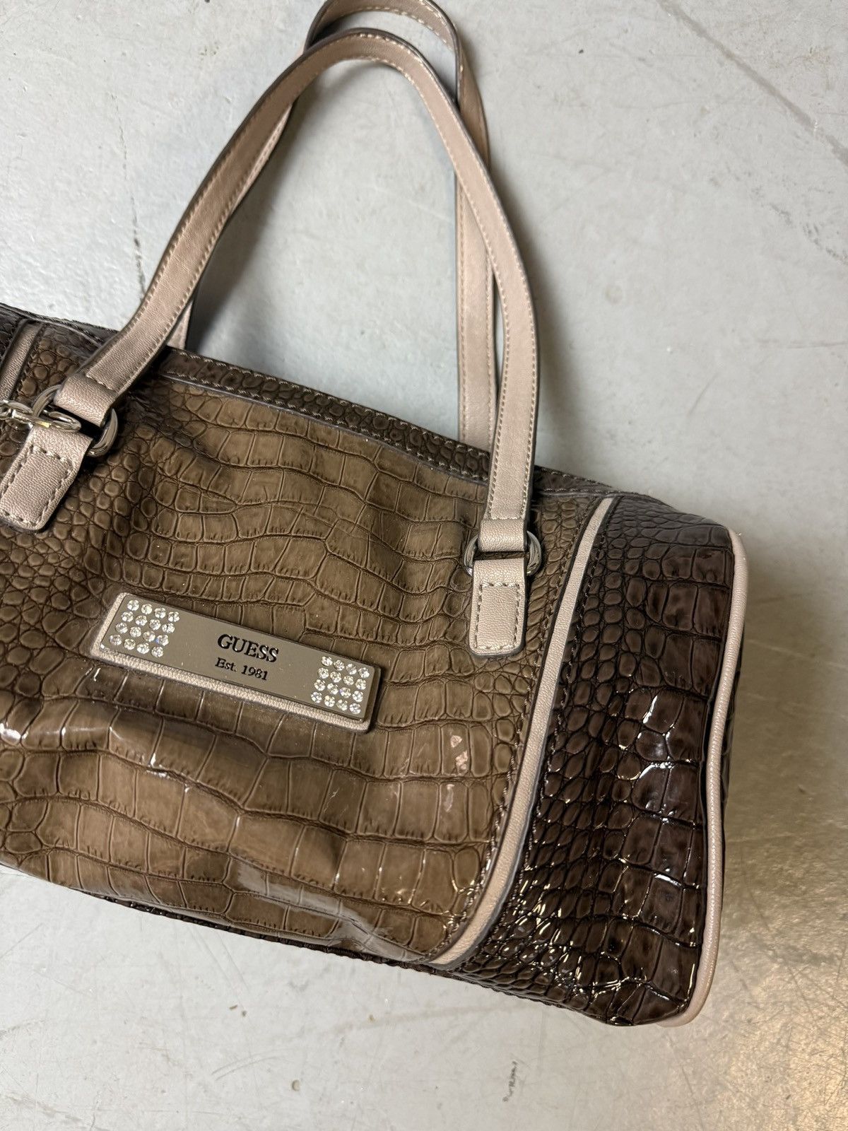 Guess Vintage Guess Brown Crocodile Optic Handbag Size ONE SIZE - 3 Thumbnail