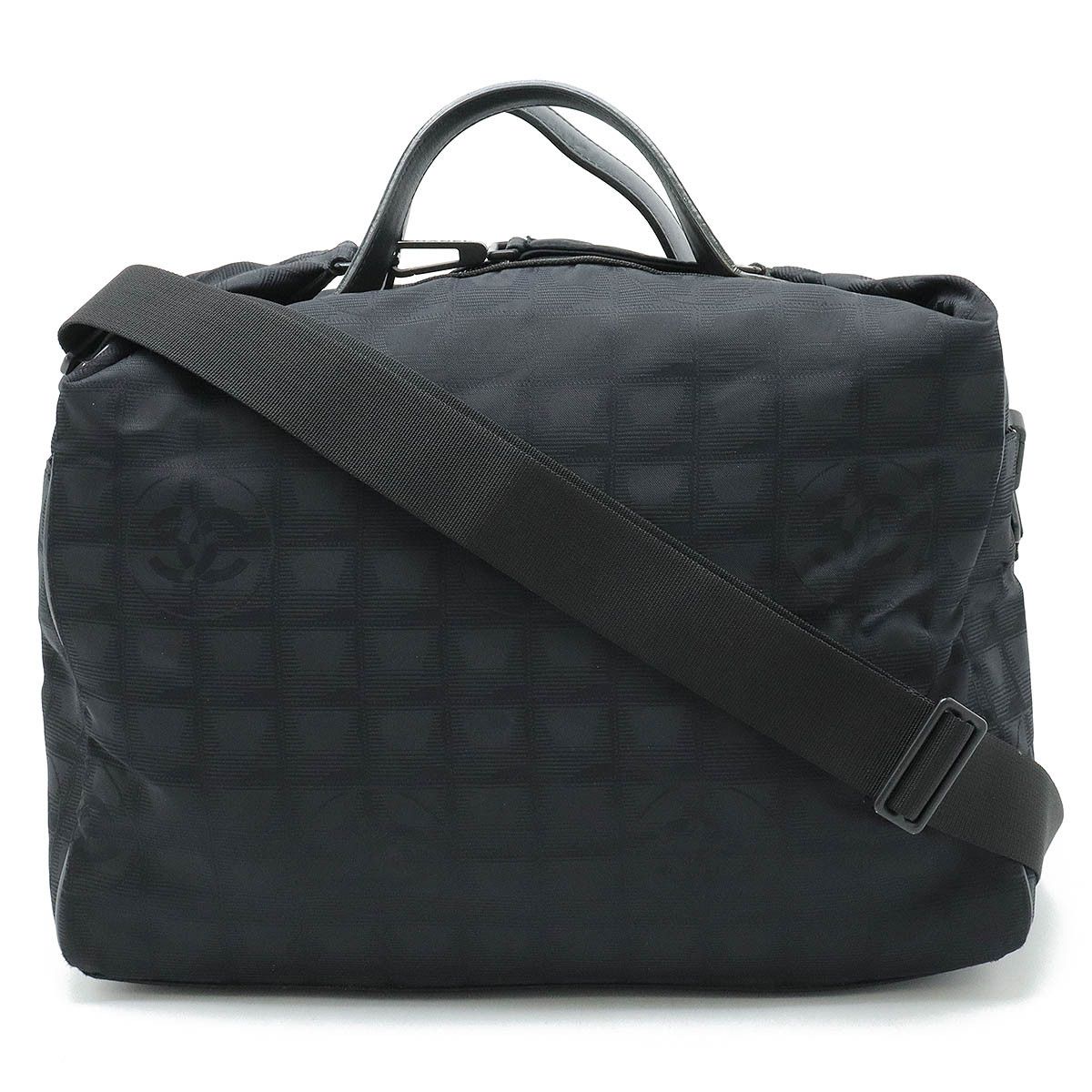 Chanel Chanel Chanel Nylon Jacquard/Leather New Travel Line Boston Bag A15969 Canvas Travel Bag A15969 in Very Good Condition Size ONE SIZE - 1 Thumbnail