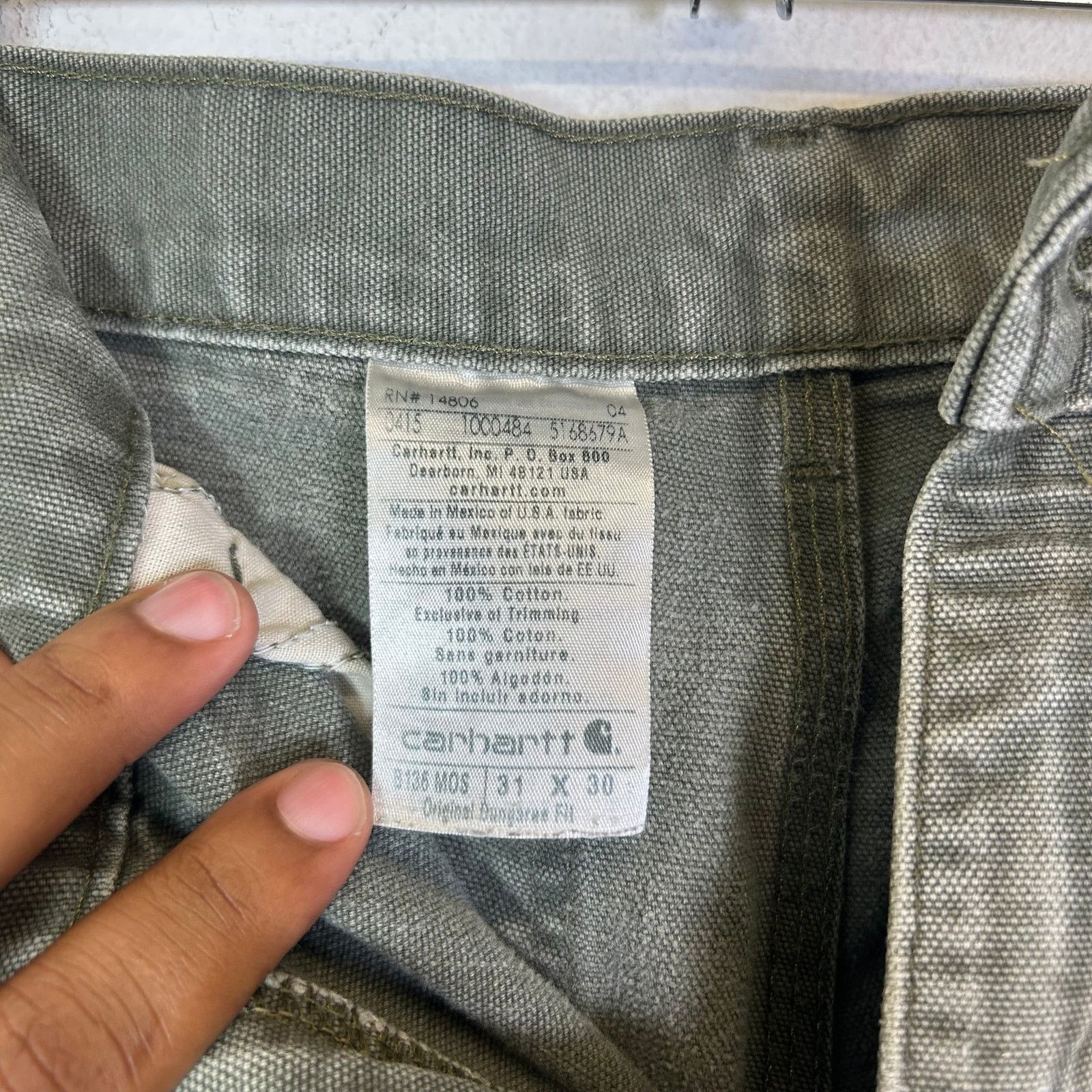 Carhartt Carhartt Olive Thrashed Double Knee Carpenter Pants Size US 31 - 4 Thumbnail