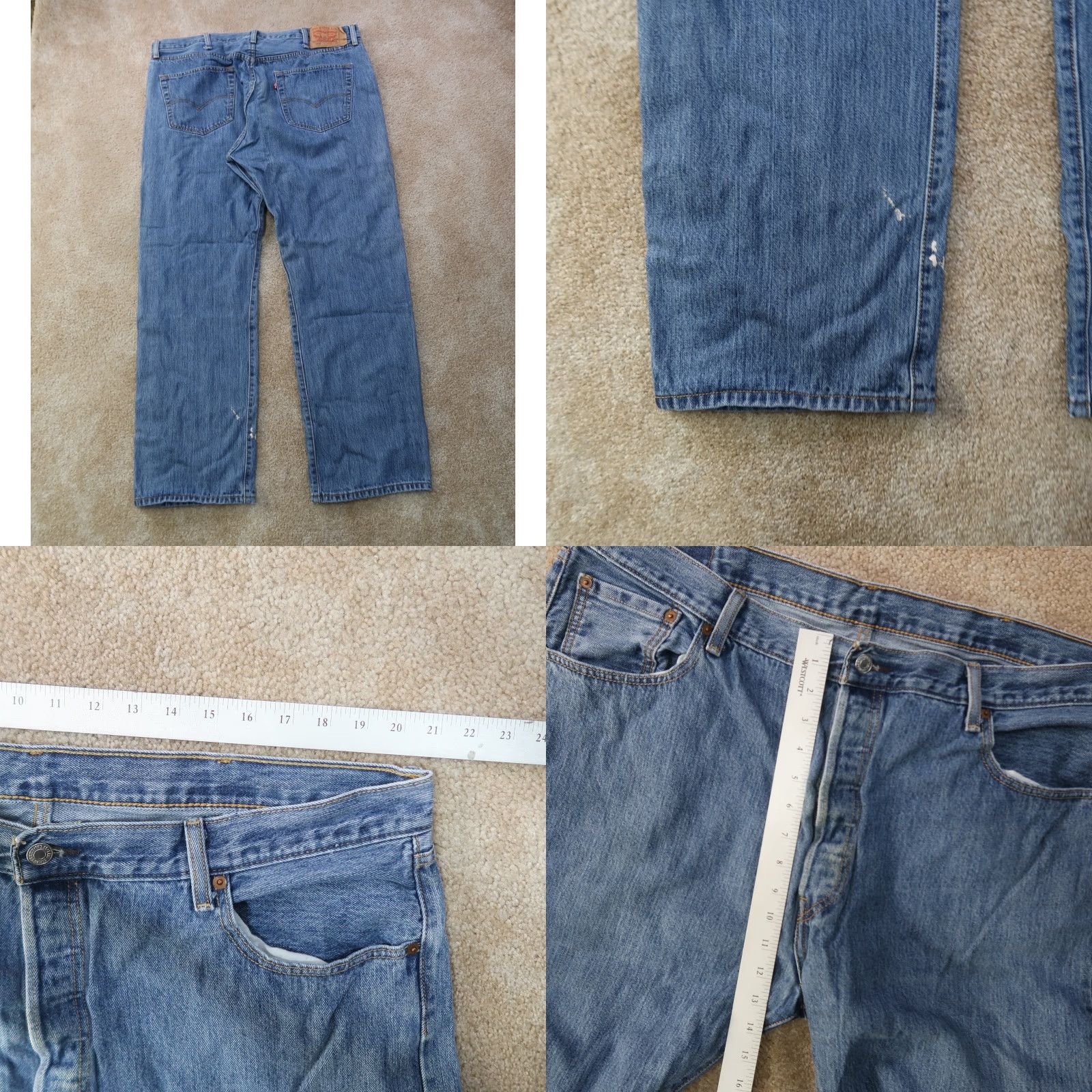 Levi's VINTAGE Levi's 501 Jeans Men 42x32 Blue Denim Distressed Button Fly 5-Pocket Regular Waist Blue Mens Jeans Size US 42 / EU 58 - 9 Thumbnail