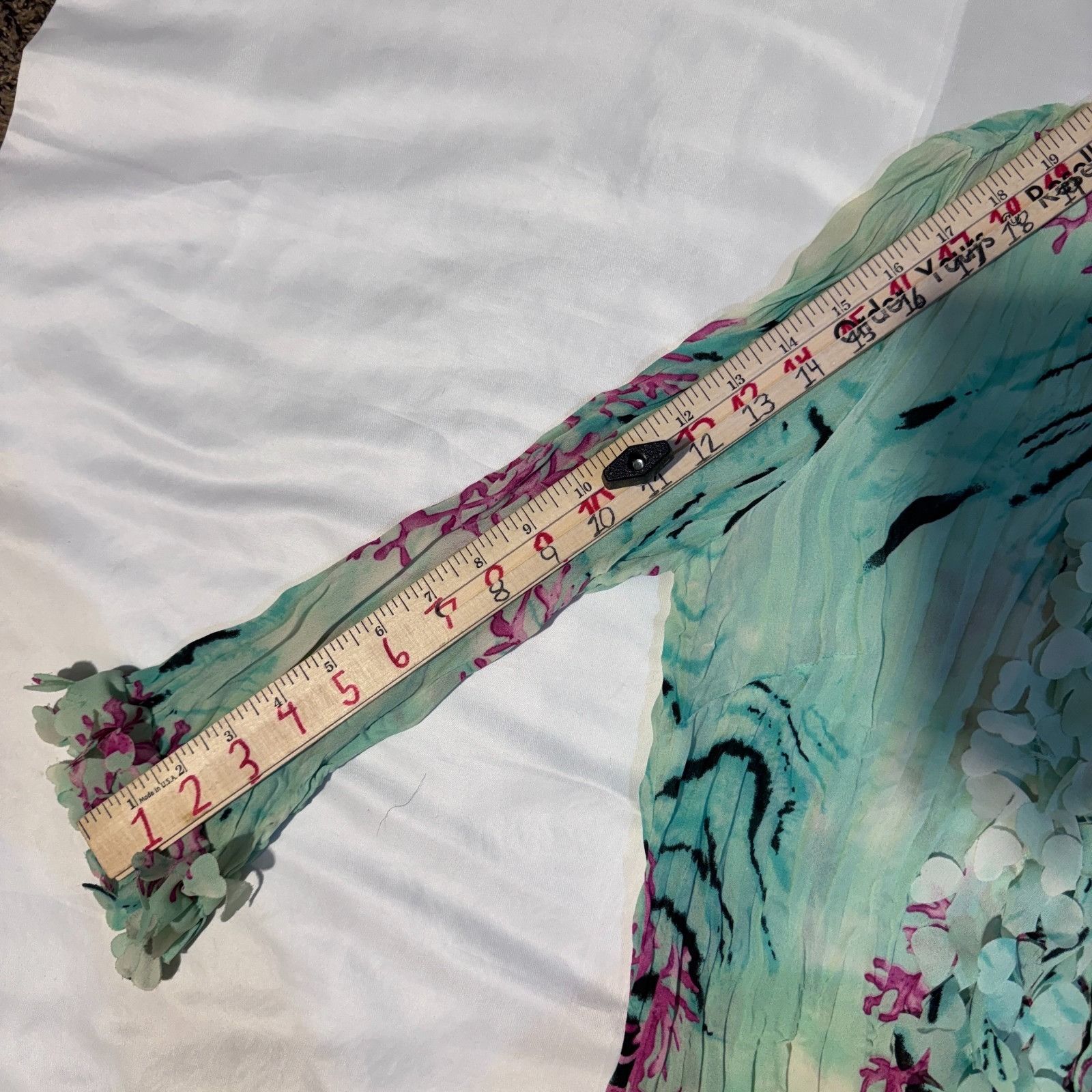 Other Piano Seafoam Green & Pink Floral Ruffle Y2K Sheer Blouse Bu Size M / US 6-8 / IT 42-44 - 8 Thumbnail