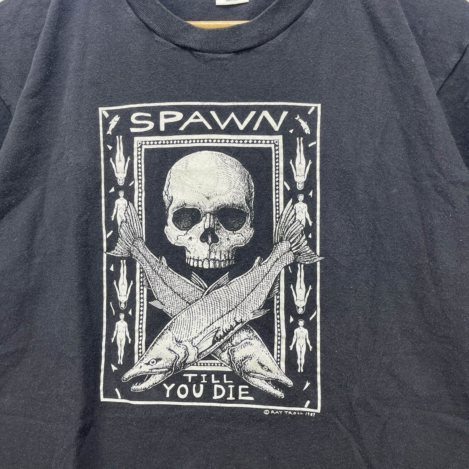 Vintage Vintage 1987 Spawn Till You Die Ray Troll Black SingleStitch Size US L / EU 52-54 / 3 - 2 Thumbnail