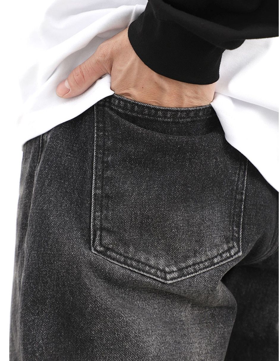 Jean × Vintage Black Gray Denim Raw Edge Loose Jeans Size US 29 - 5 Thumbnail