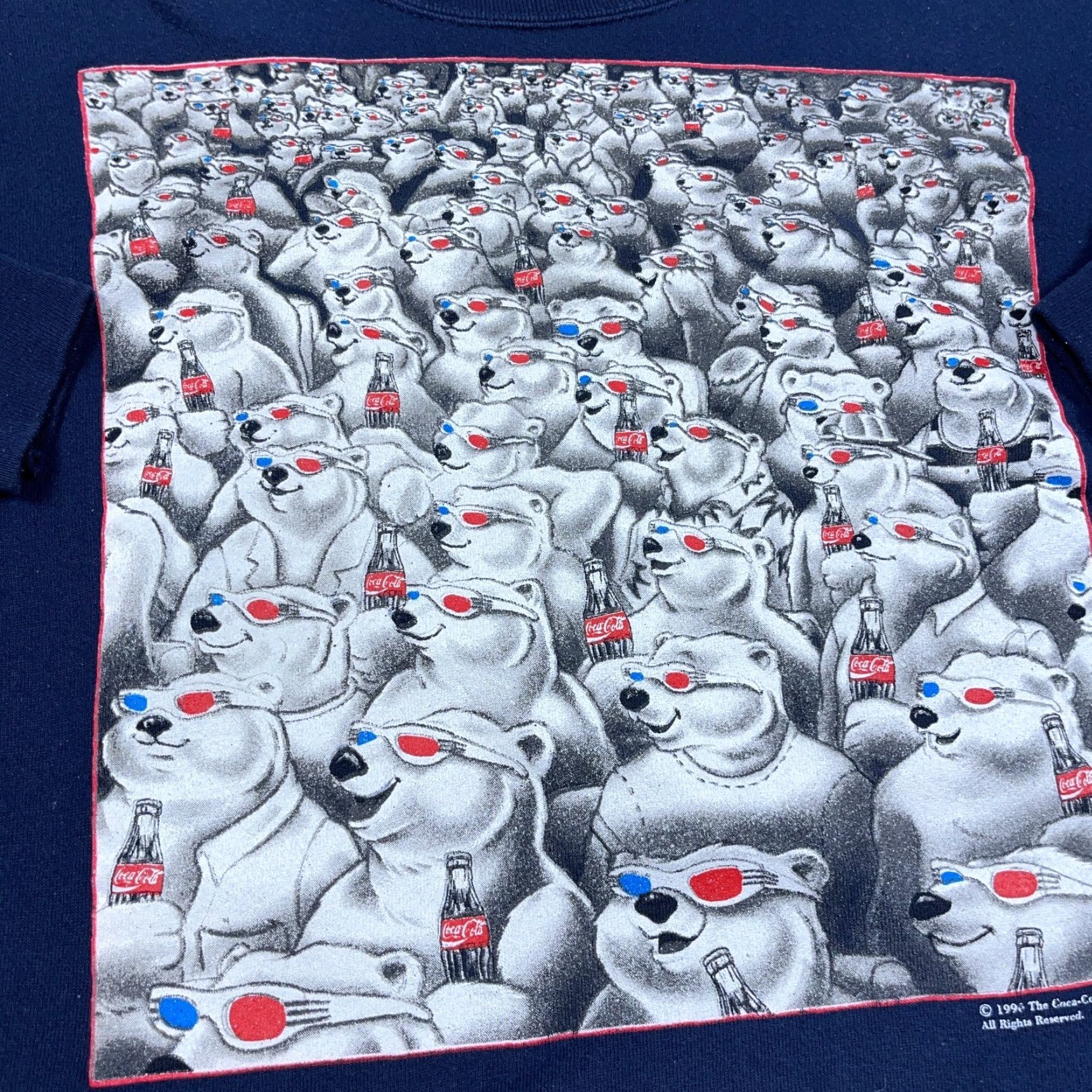 Vintage VINTAGE Coca-Cola Sweatshirt Men Large Blue Crewneck Polar Bear 3D Glasses 90s Size US L / EU 52-54 / 3 - 6 Thumbnail