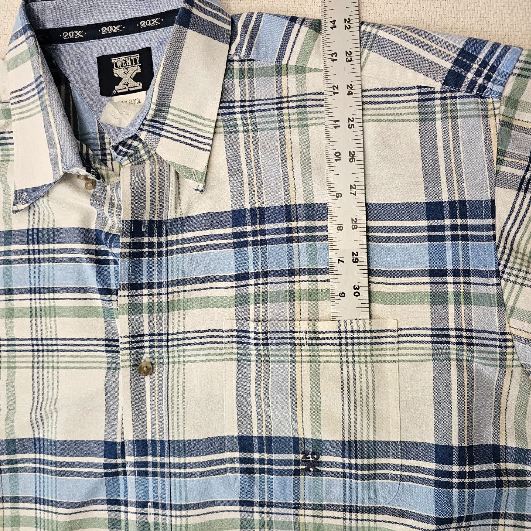 Wrangler Wrangler Shirt Blue Plaid Short Sleeve Button-Down 2XT Mens Vintage No N/A Size US XXL / EU 58 / 5 - 3 Thumbnail
