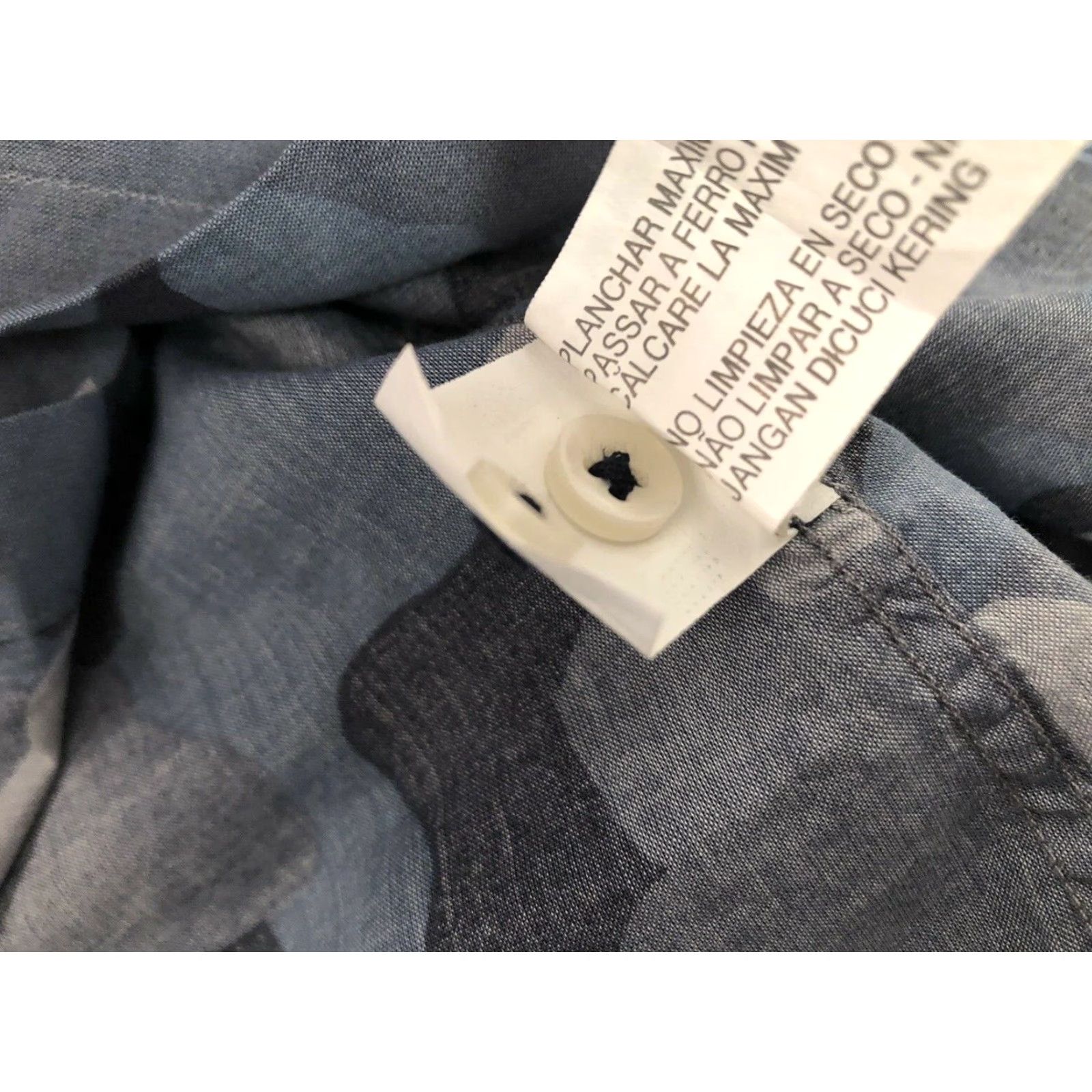 Zara ZARA MAN Camouflage Slim Fit Cotton Shirt Collarless Blue/Gray M7 Size S Size US S / EU 44-46 / 1 - 5 Thumbnail