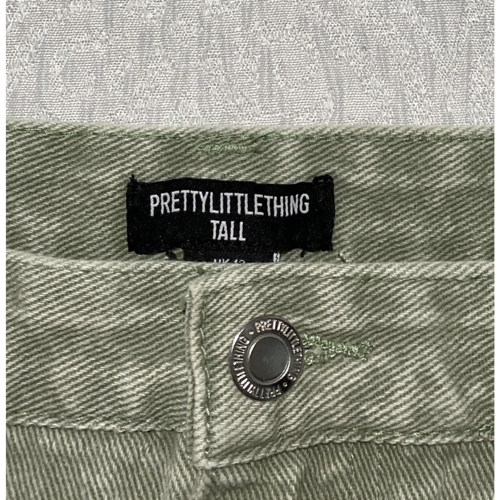 PrettyLittleThing PrettyLittleThing Jeans Womens US 8 Tall Green Straight Leg Denim 5-Pocket Split Hem Size 30" / US 8 / IT 44 - 4 Thumbnail
