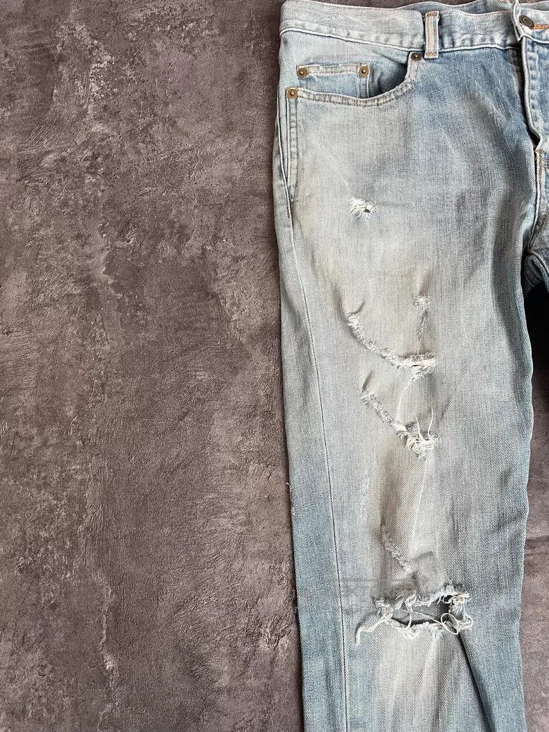 Saint Laurent Paris Saint Laurent Paris Light Blue Destroyed Cut-off Denim Pan Size US 32 / EU 48 - 4 Thumbnail