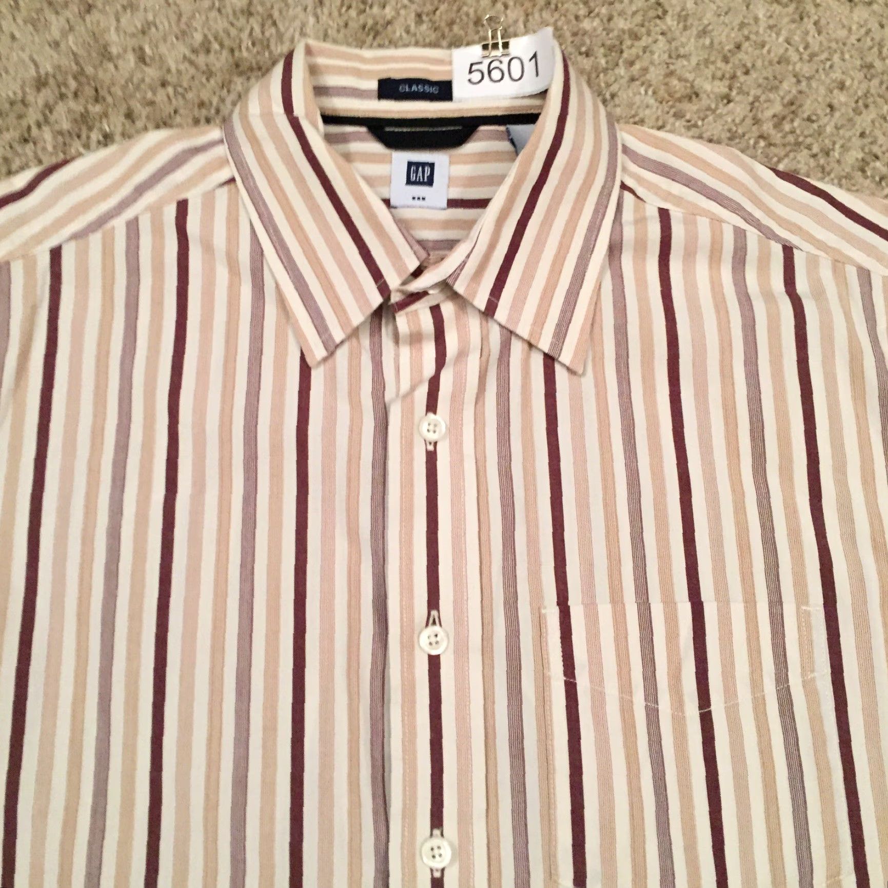 Gap Gap Shirt Button-Up Mens Medium Brown Striped Long Sleeve Collared Cotton Shirt Size US M / EU 48-50 / 2 - 3 Thumbnail