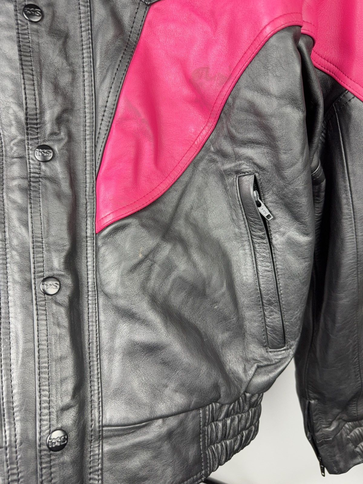 Genuine Leather Vintage 00s Leather Moto Racing Jacket Pink Black EU54 Size US L / EU 52-54 / 3 - 5 Thumbnail