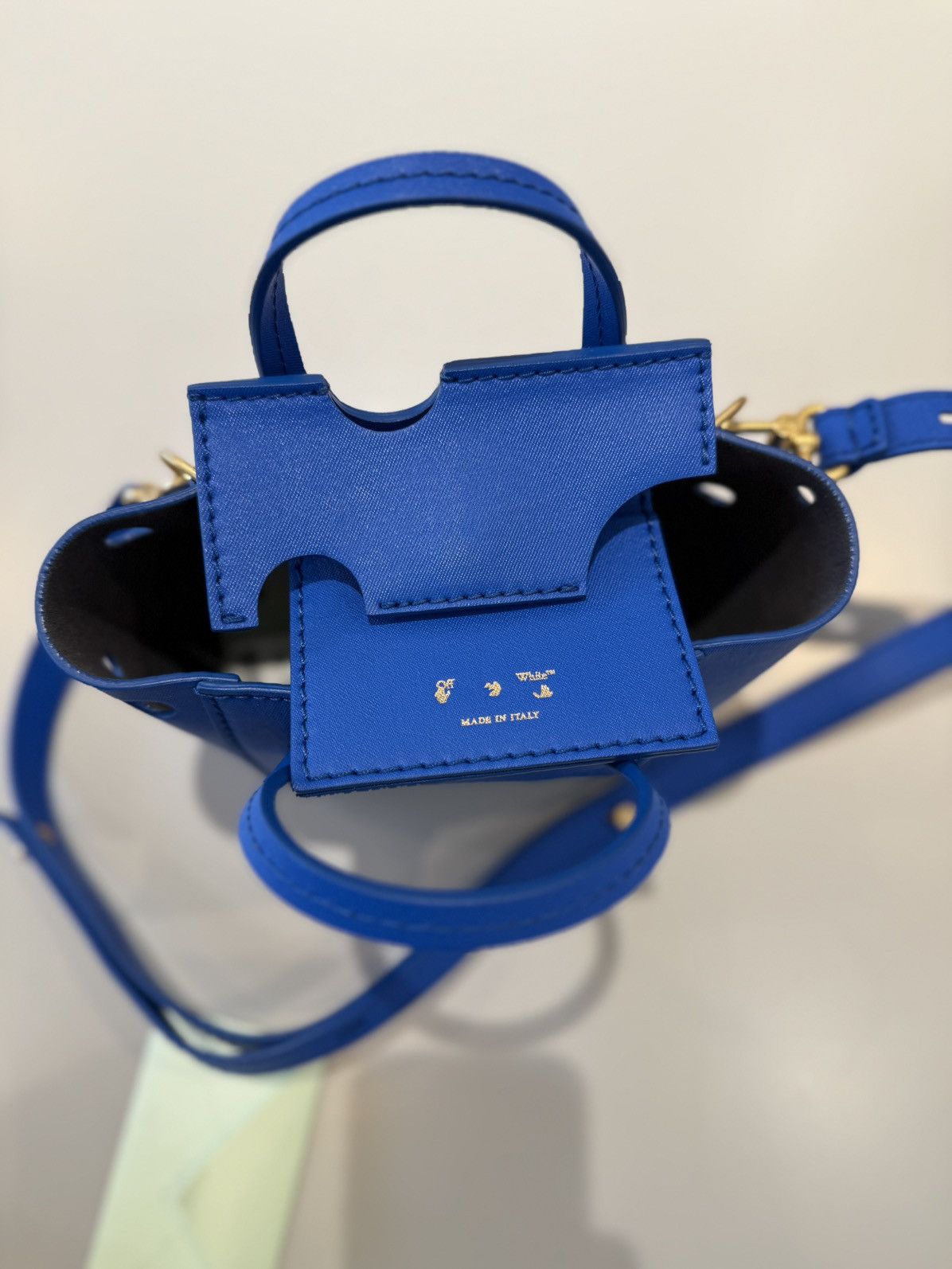 Off-White Off-White Burrow-16 Tote Bag Blue Leather Size ONE SIZE - 6 Thumbnail