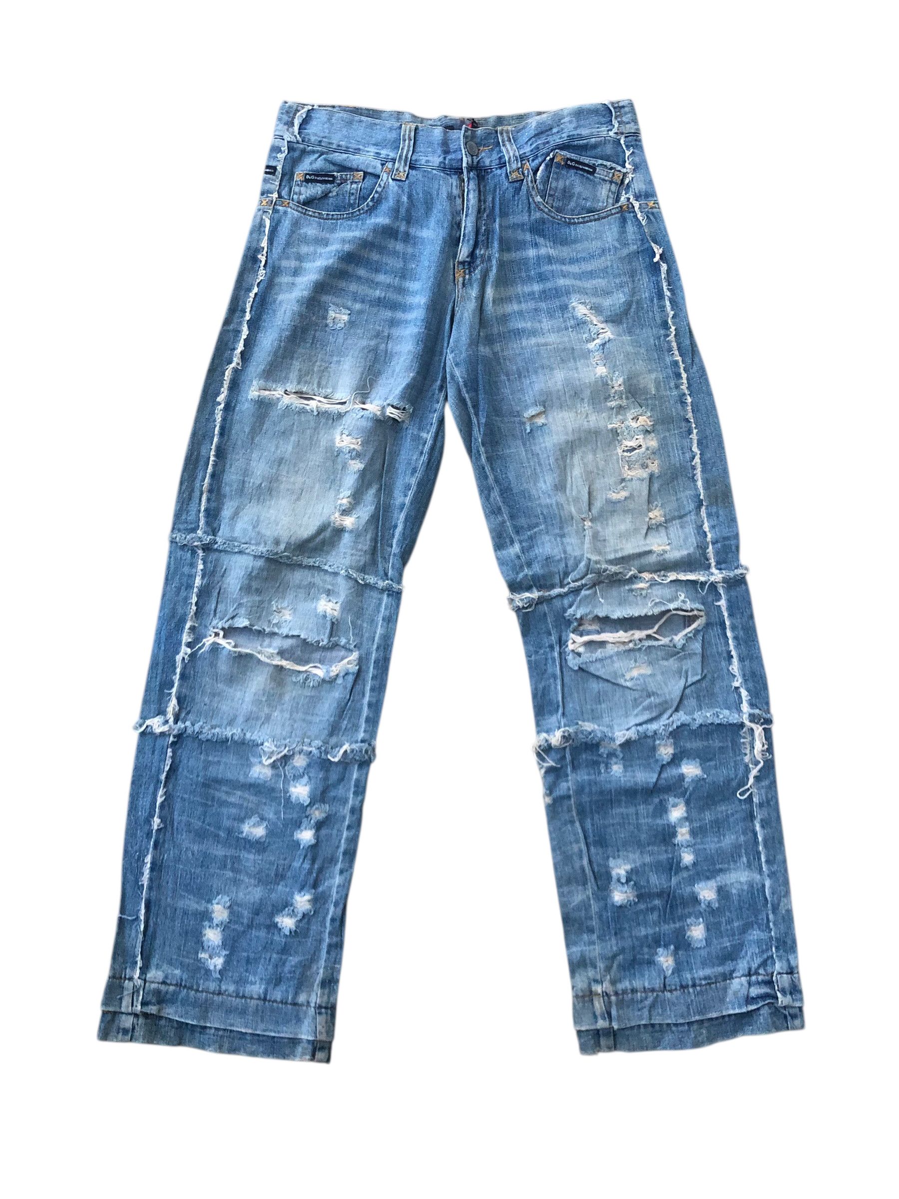 Dolce & Gabbana 💯DOLCE & GABBANA Vintage Distressed Style Worn Denim Jeans Size US 33 - 1 Thumbnail