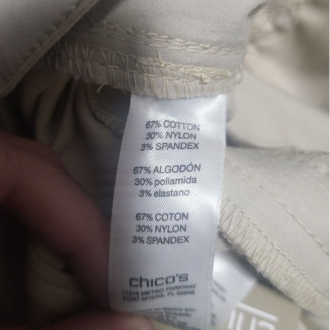 Chicos Chico's Khaki Breezy Sateen Ankle Slim Pants 3 (XL/16) NEW Size 38" / US 16 / IT 52 - 6 Thumbnail