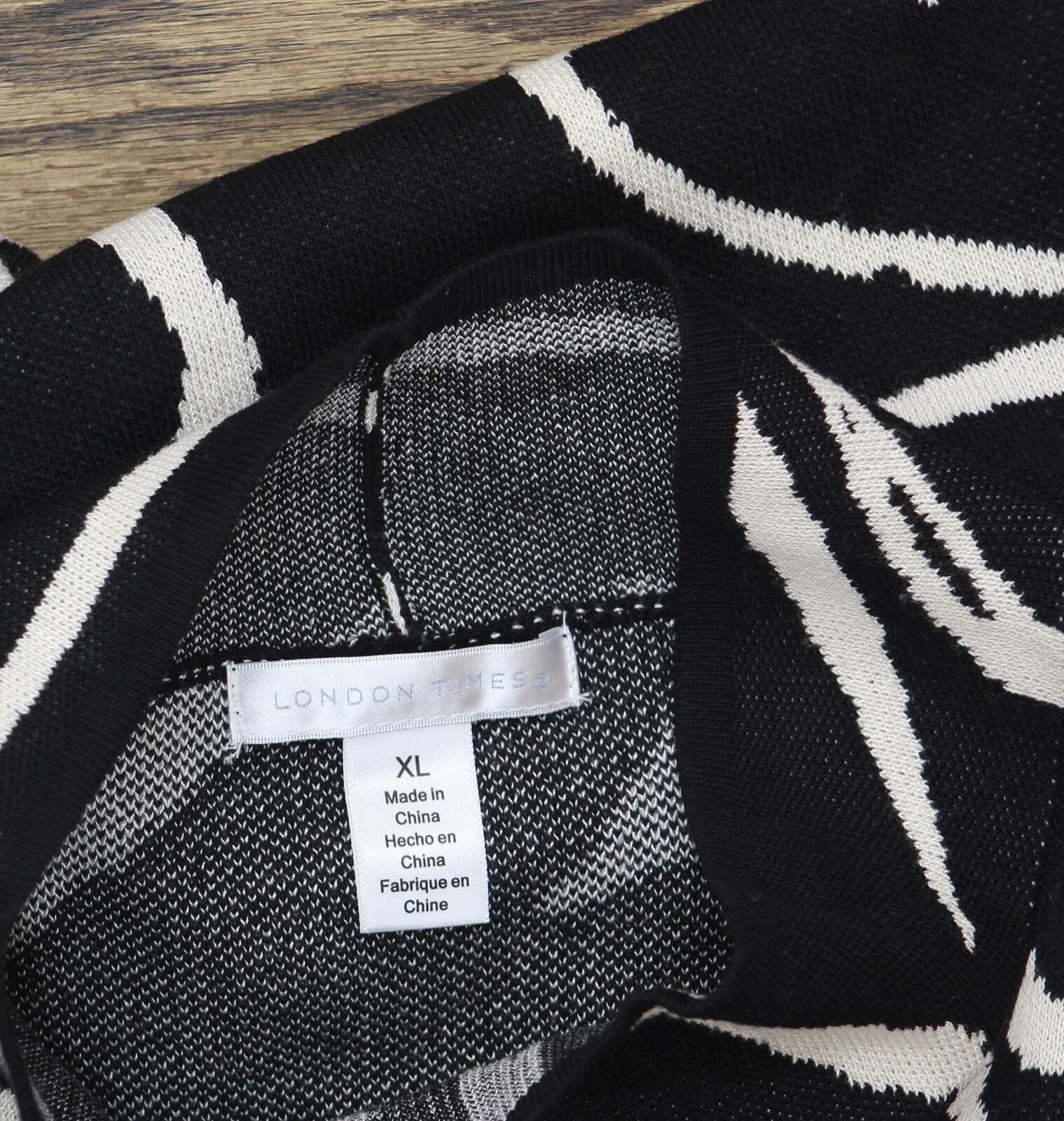 Other Nwt London Times Sleeve Mini Sweater Dress Black / White Xl Size XL / US 12-14 / IT 48-50 - 4 Thumbnail