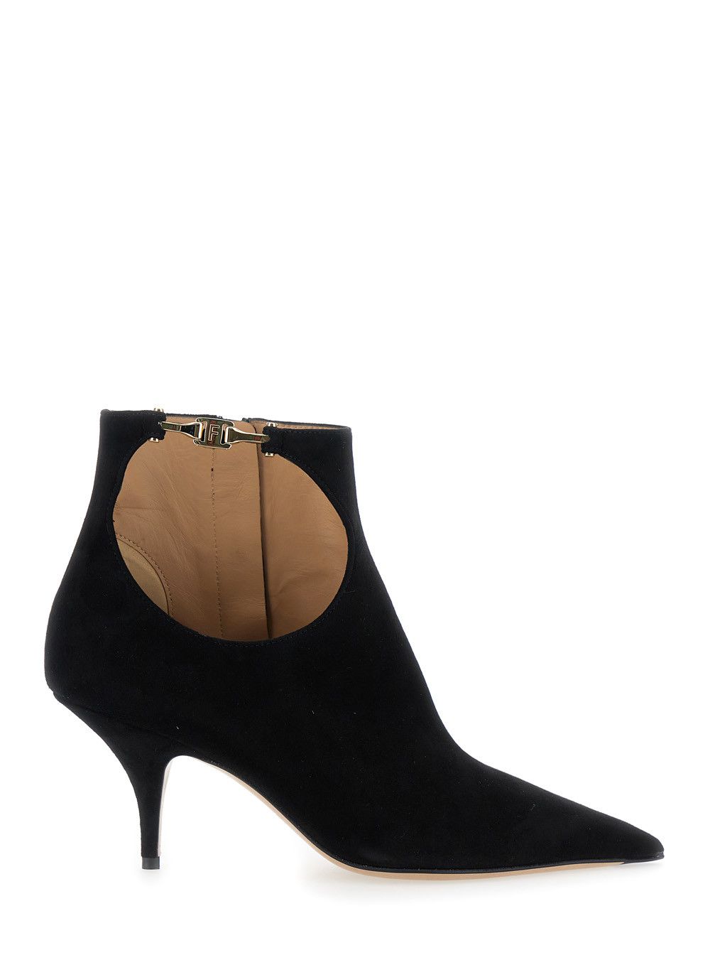 Salvatore Ferragamo 'Agia' Black Ankle Boots with Cut-Out Detail and Stiletto Heel in Suede Woman Size US 8 / IT 38 - 1 Thumbnail