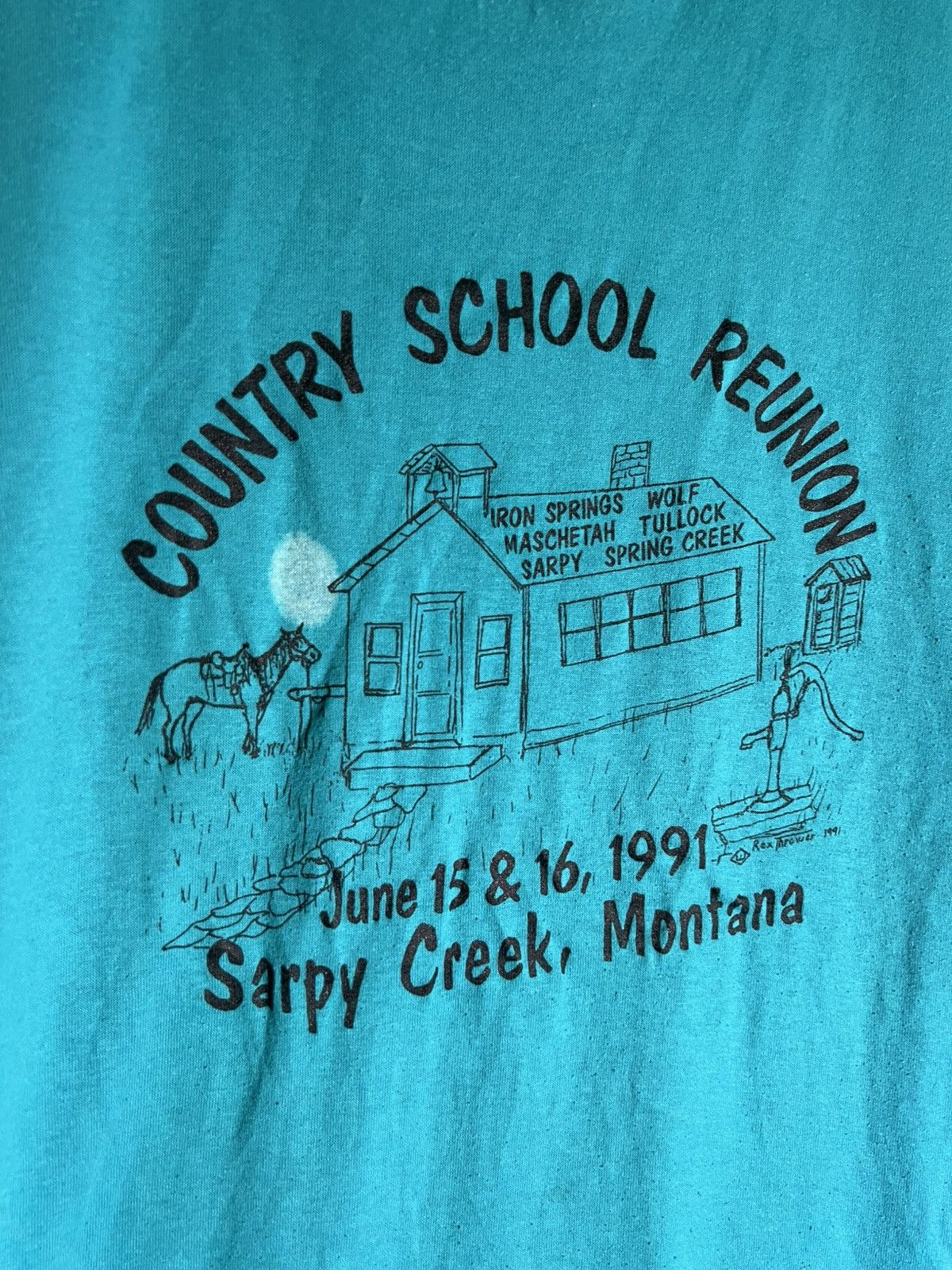 Vintage 90’s VTG Vintage Country School Montana Retro Tee T Shirt Size US XL / EU 56 / 4 - 5 Thumbnail