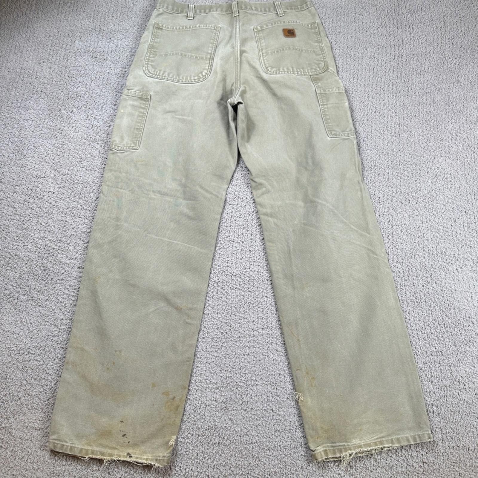 Carhartt Carhartt Mens 34x34 B11 Tan Carpenter Work Pants Distressed Size US 34 / EU 50 - 2 Thumbnail