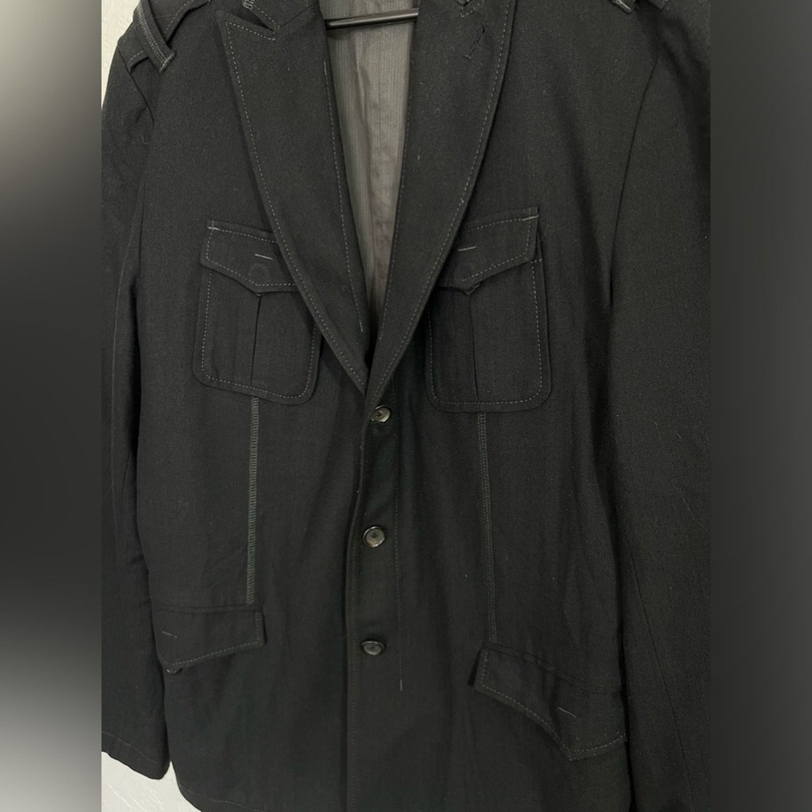 Hugo Boss 42R Hugo Boss Orange Jacket Black Wool Blend Military NICE Size 42R - 5 Thumbnail