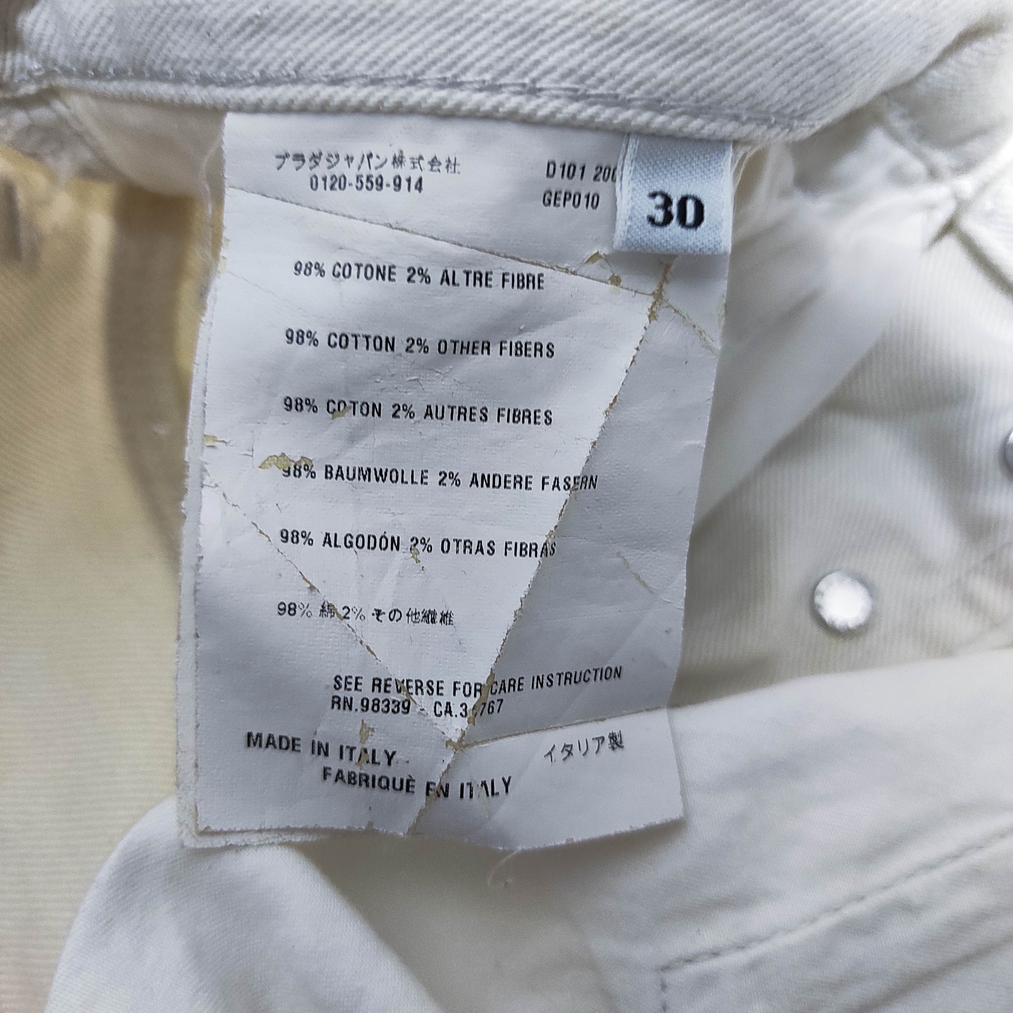 Prada Prada Logo White Denim Tapered Fit Jeans size 30 Size US 30 / EU 46 - 20 Thumbnail