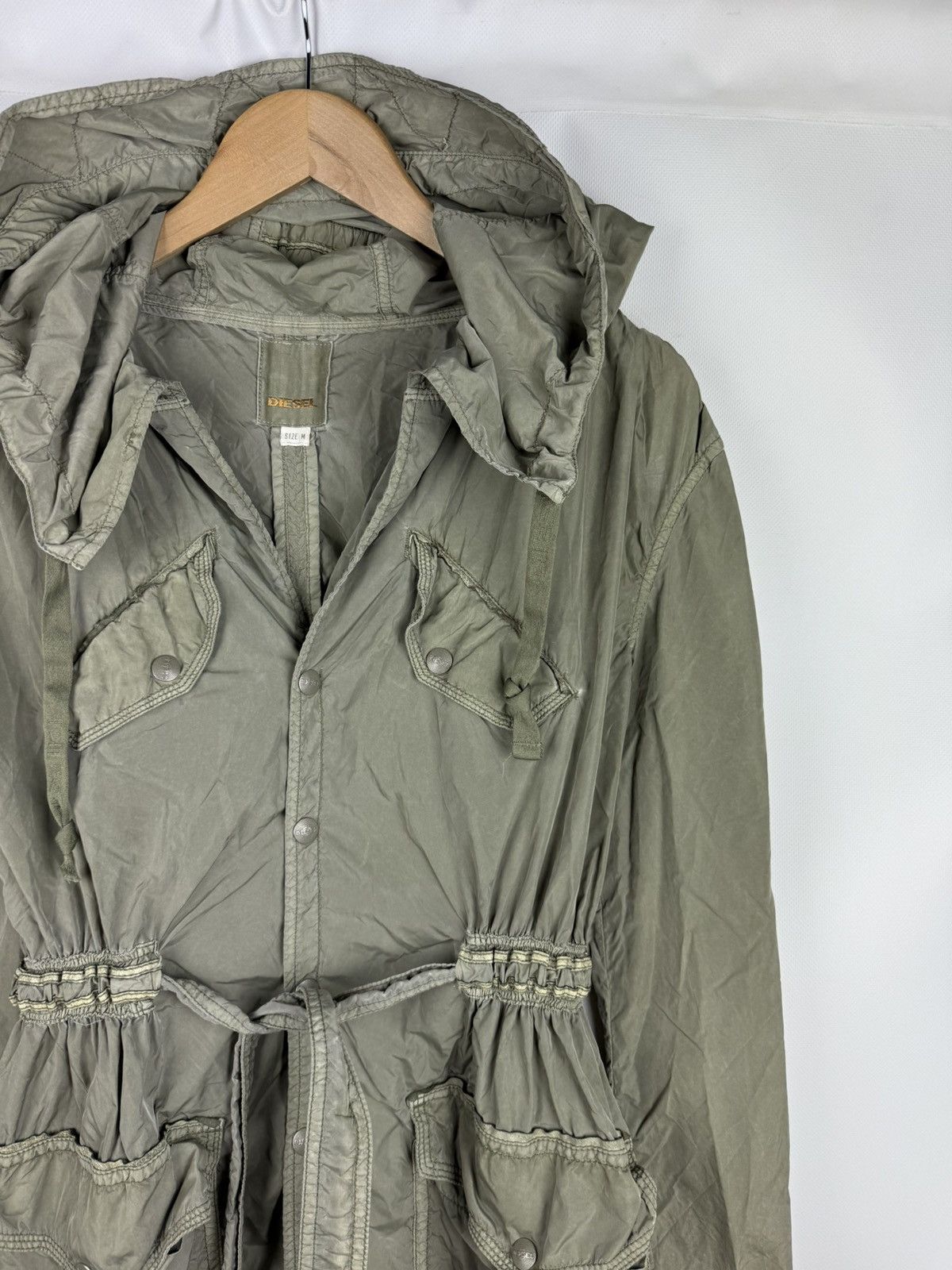 Diesel × Vintage Diesel Vintage Y2K Ladies Nylon Fishtail Hooded Parka Jacket Size M / US 6-8 / IT 42-44 - 4 Thumbnail