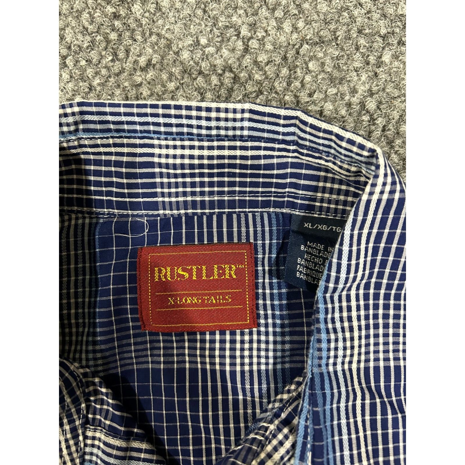 Vintage Rustlers shirt mens XL blue plaid long sleeve snap button casual western cowboy Size US XL / EU 56 / 4 - 5 Thumbnail