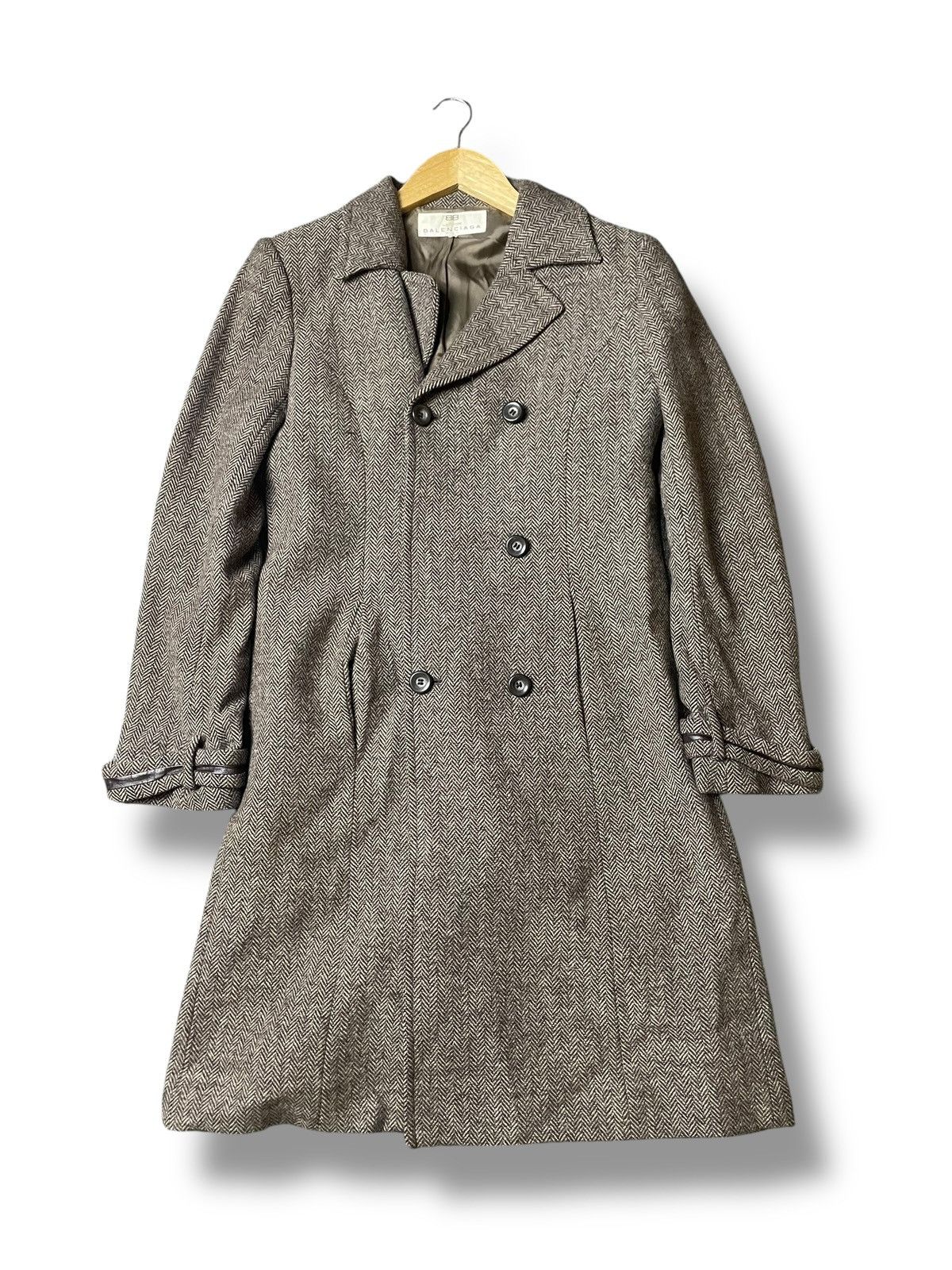 Balenciaga × Designer × Vintage BALENCIAGA Double Breasted Long Tweed Coat (104) Size US XXS / EU 40 - 1 Thumbnail