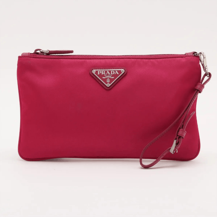 Prada Tessuto Nylon Leather Wristlet Hot Pink Size ONE SIZE - 1 Thumbnail