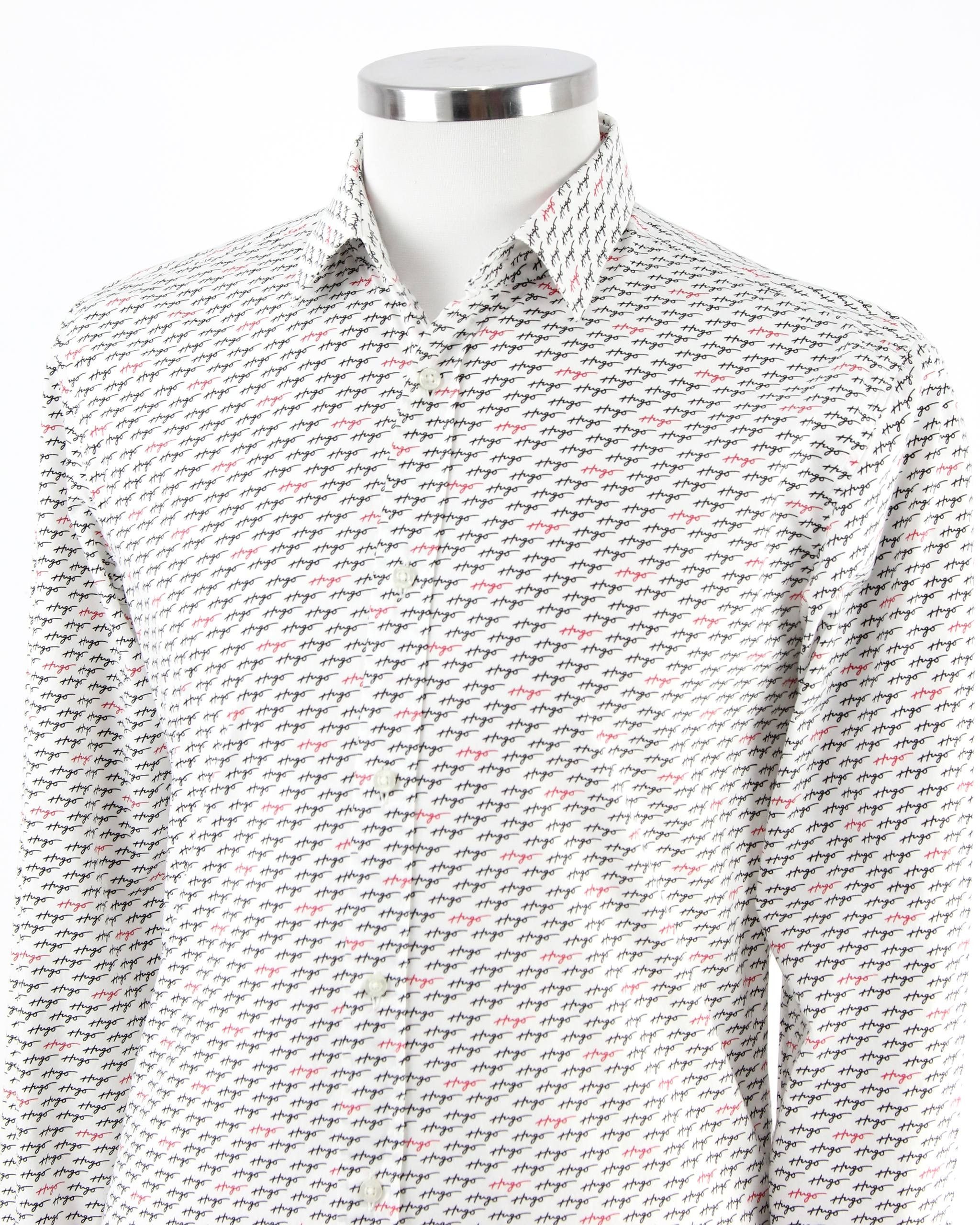 Hugo Boss HUGO BOSS White printed shirt Size US L / EU 52-54 / 3 - 5 Thumbnail