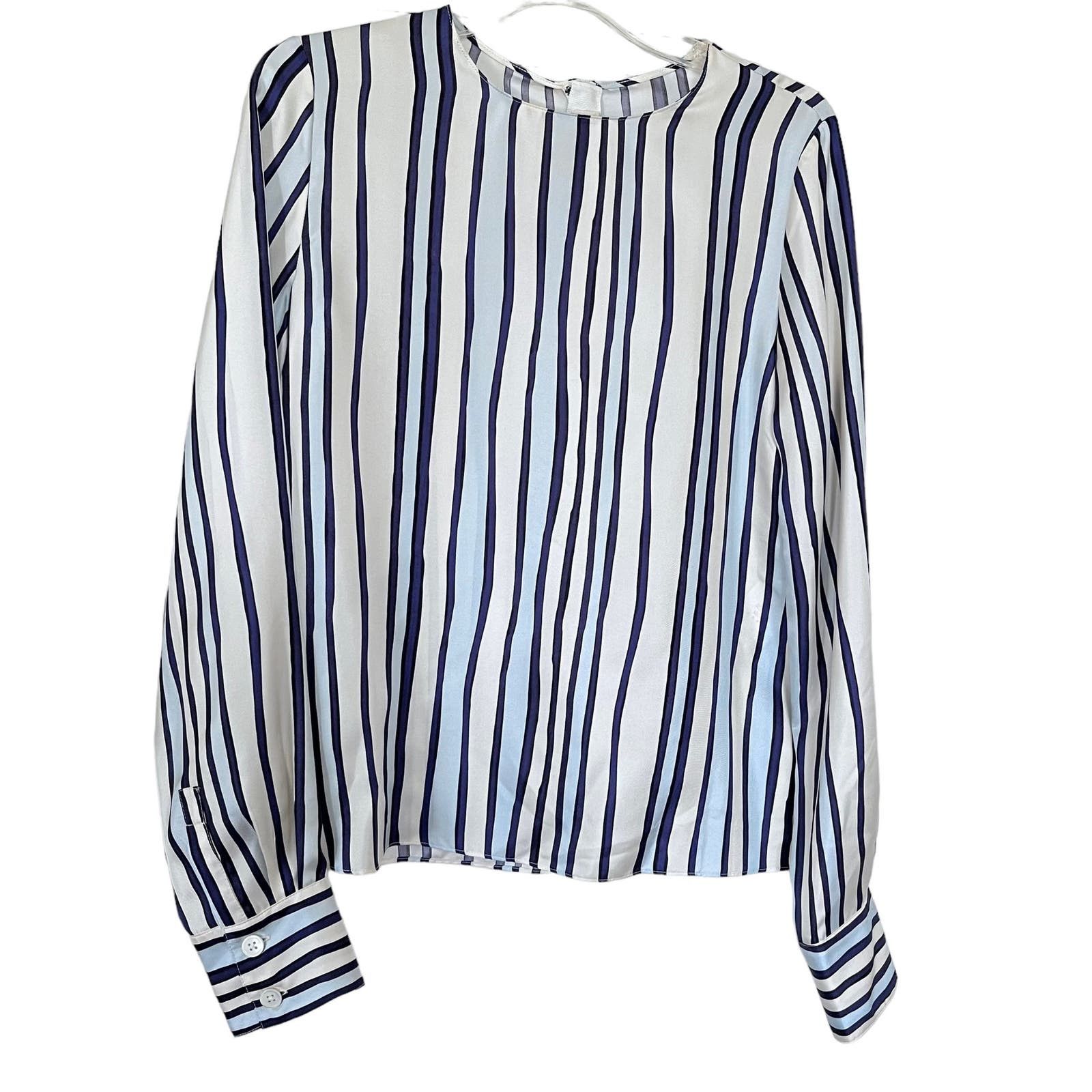 image of Marni Striped Silk Blouse In White/ecru Size 42/us 6 in Cream, Women's