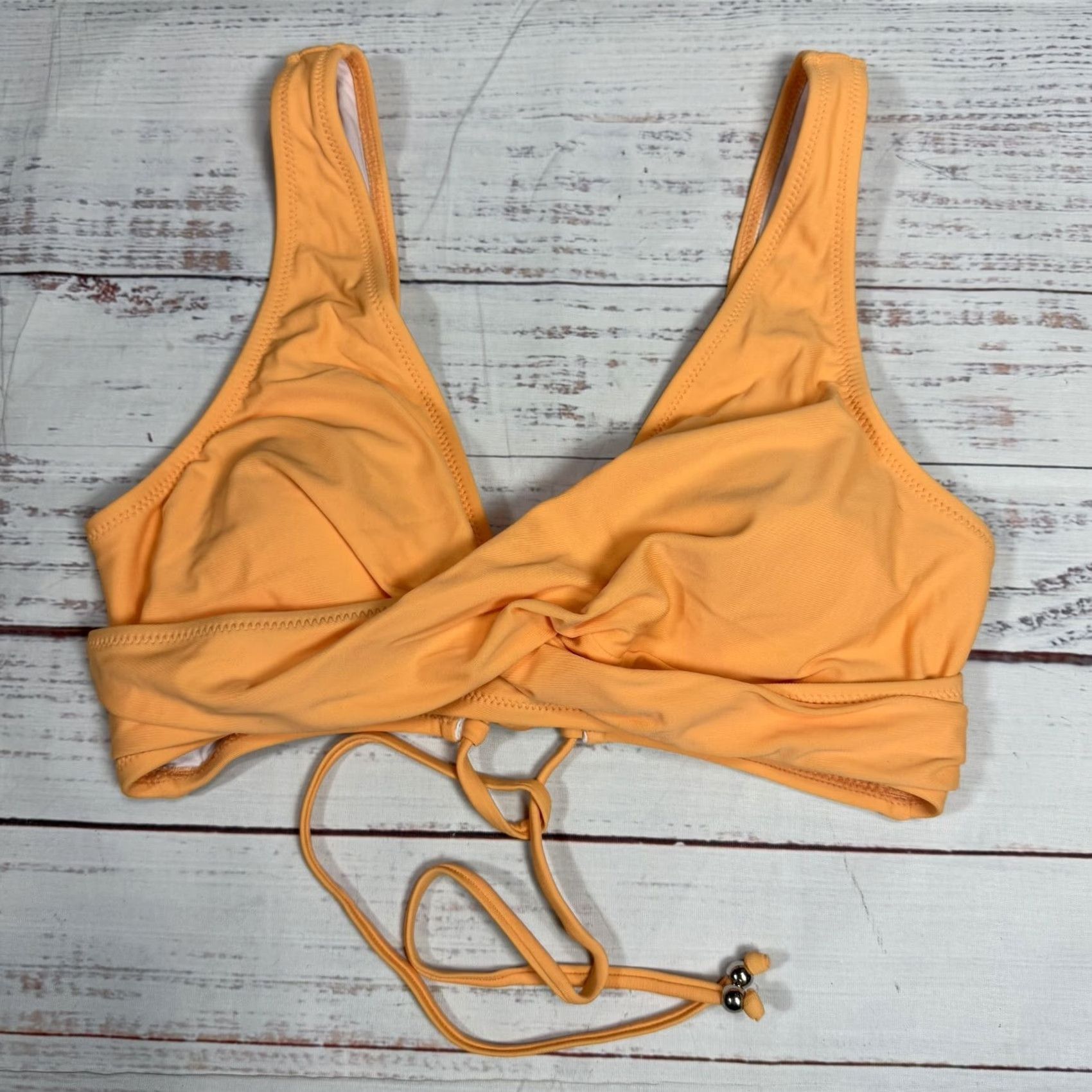 Vintage Cupshe Orange Bralette Swim Top Padded Wrap Front Lace Up Back M NWT User Adult Womens Neckline Swimsuit Top Size M / US 6-8 / IT 42-44 - 2 Thumbnail
