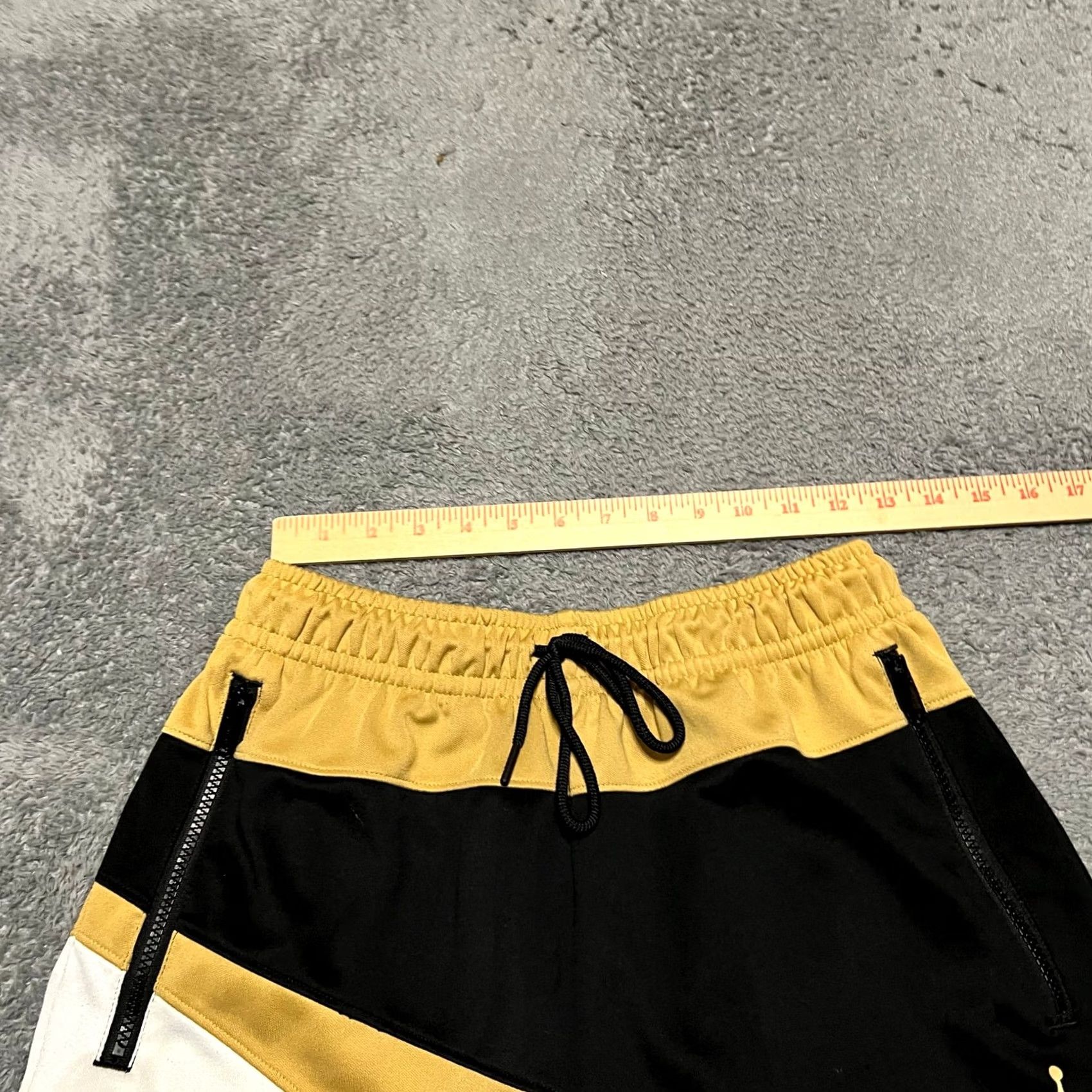 Jordan Brand Jordan Jumpman Tricot Wave Shorts Mens Small Black Gold Colorblock Zip Pockets Size US 29 - 5 Thumbnail