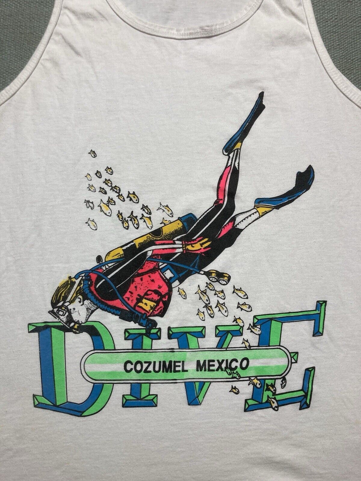 Vintage VTG 80s tank top shirt Cozumel Mexico scuba diving graphi XL Size US XL / EU 56 / 4 - 4 Thumbnail