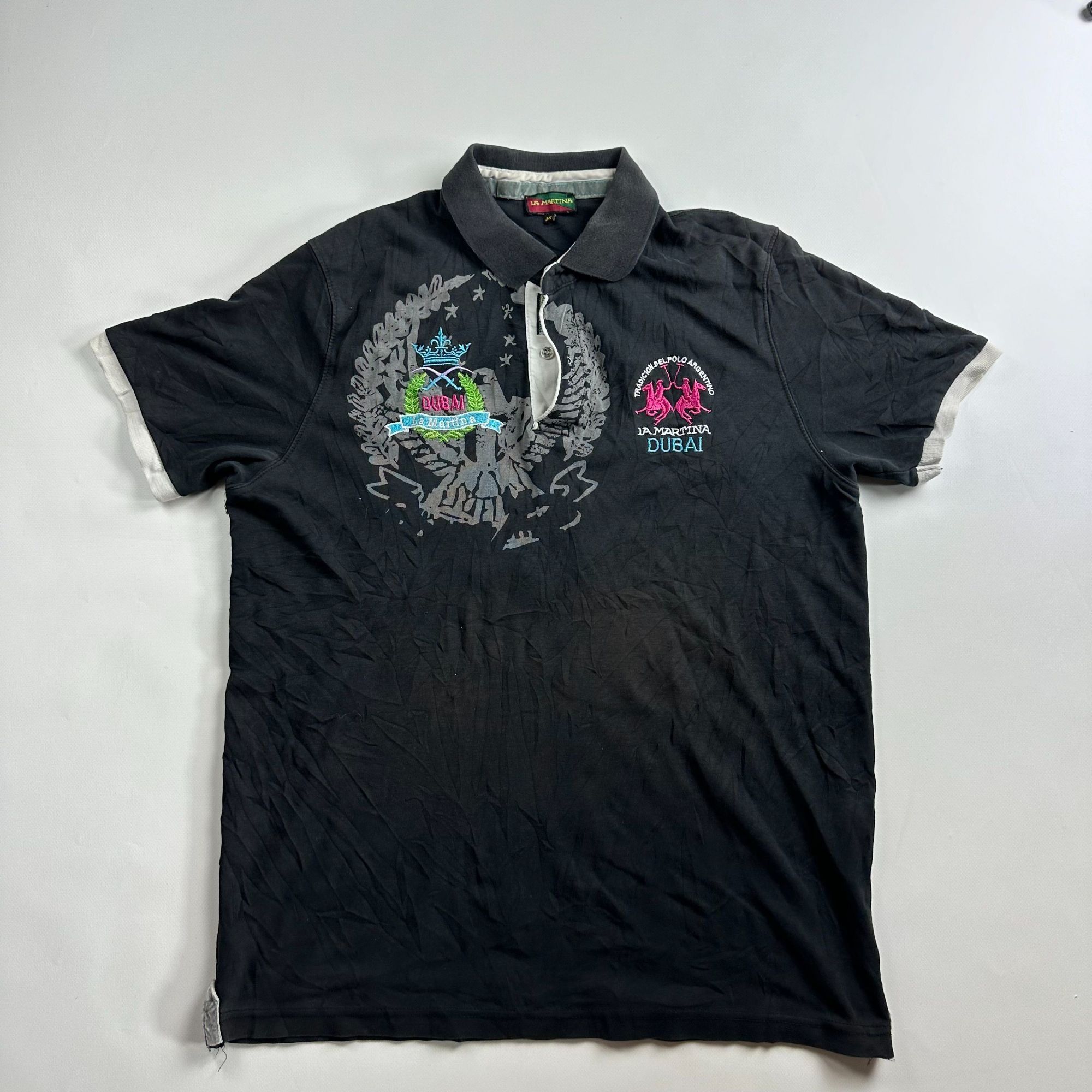 La Martina Rare La Martina Dubai Polo Shirt Blue/White Size L 00s Vinta Size US L / EU 52-54 / 3 - 2 Thumbnail