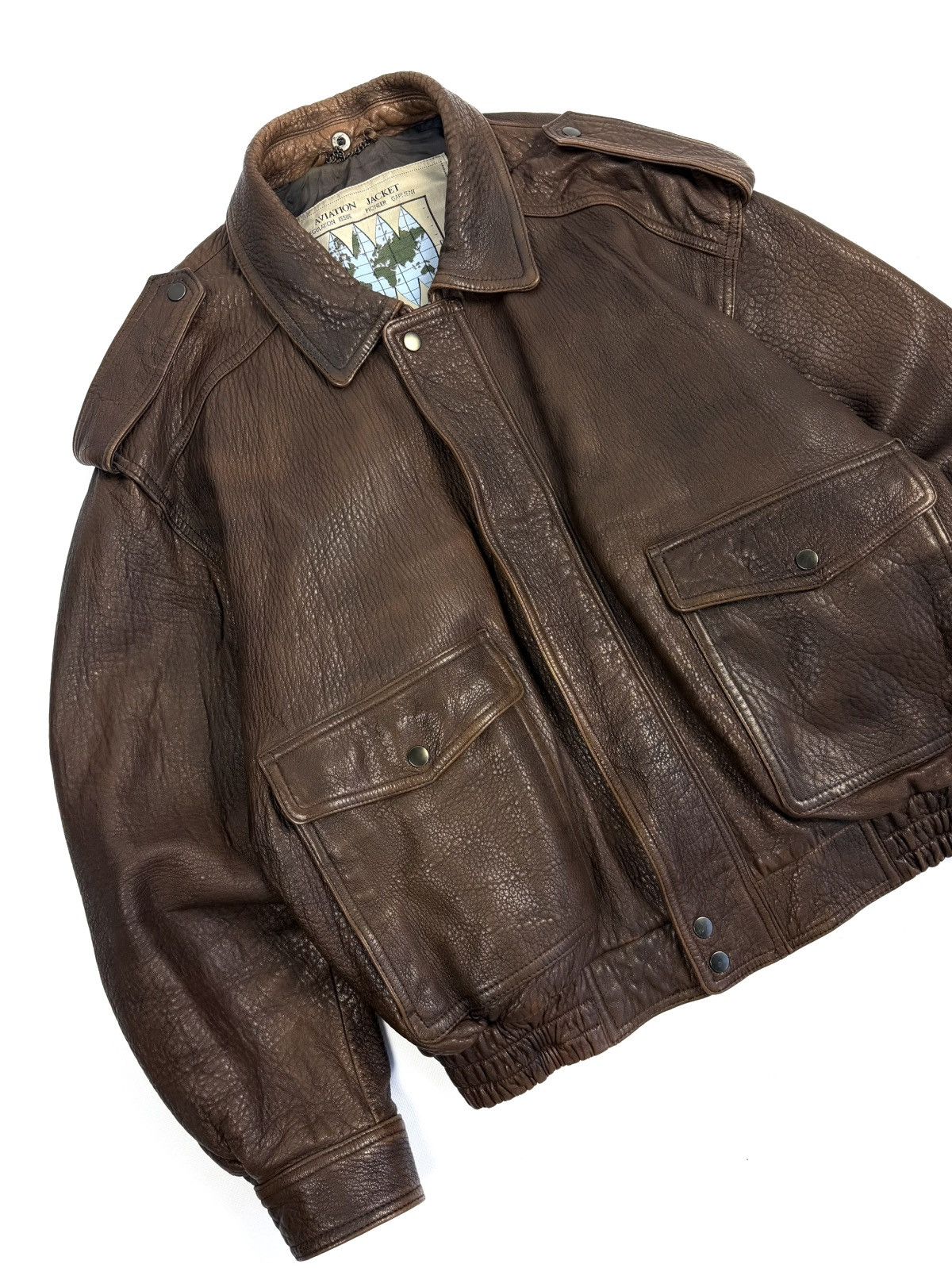 Japanese Brand St Michael Vintage Leather Aviation Bomber Jacket Japanese Size US L / EU 52-54 / 3 - 7 Thumbnail