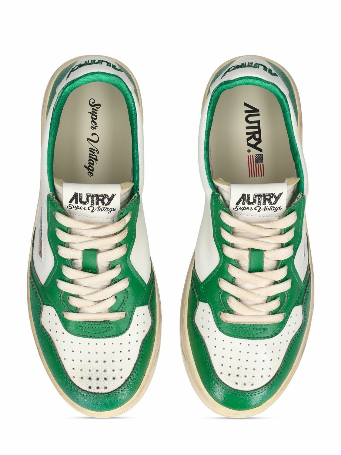 AUTRY o1y0725 Leather Low-Top Sneakers in Green/White Size US 8 / IT 38 - 4 Thumbnail