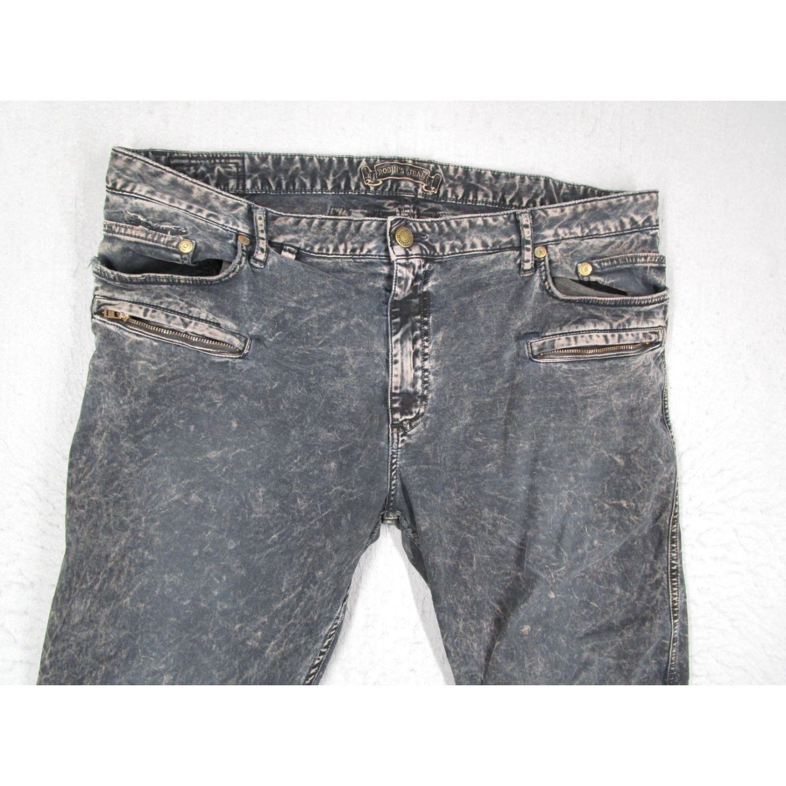 Vintage VINTAGE Robin's Jean Jeans Mens 42 Black Gray Moto Biker Zipper Pockets Distressed Size US 42 / EU 58 - 2 Thumbnail