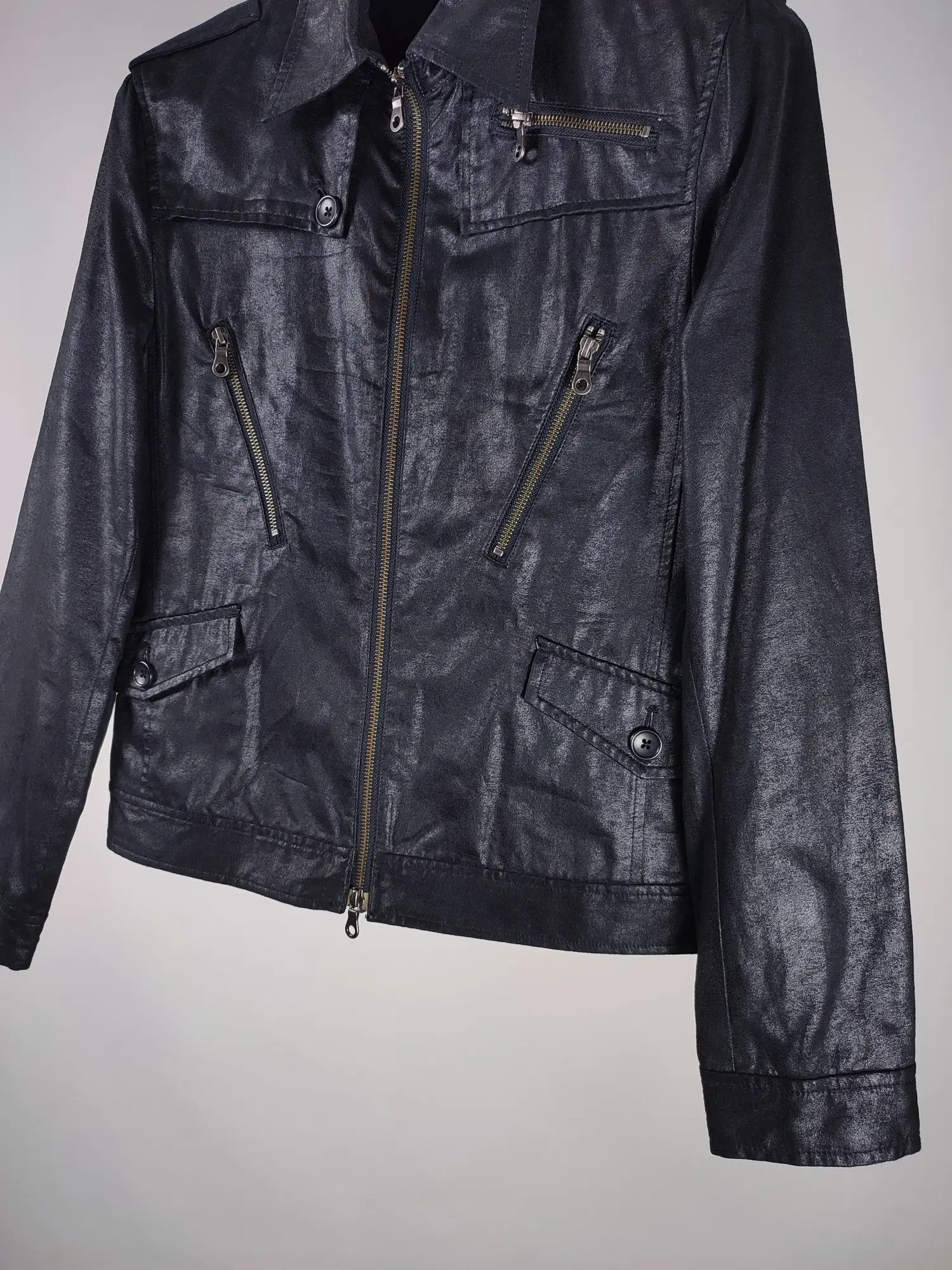 Japanese Brand × Vintage Buona Giornata Japanese Polyurethane Leather Zip Moto Jacket Size L / US 10 / IT 46 - 3 Thumbnail