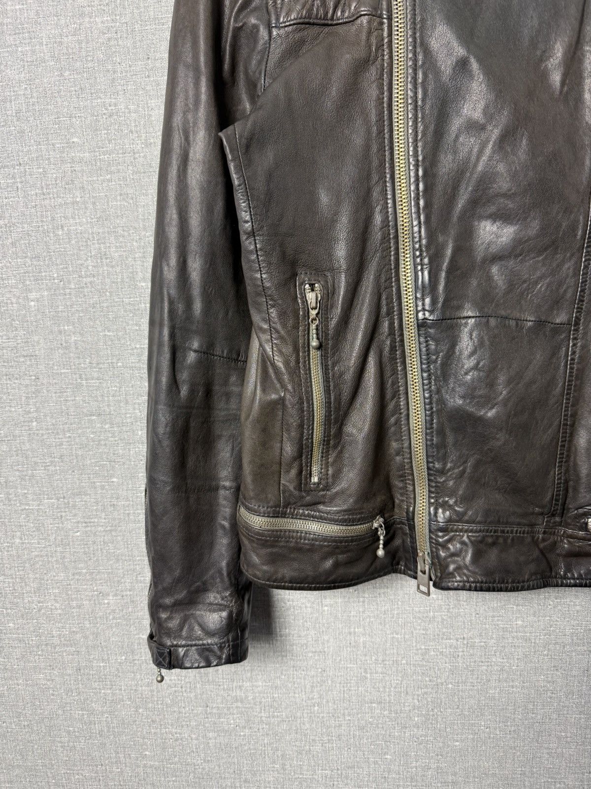 Allsaints AllSaints Conroy Distressed Brown Leather Biker Jacket Size US M / EU 48-50 / 2 - 11 Thumbnail