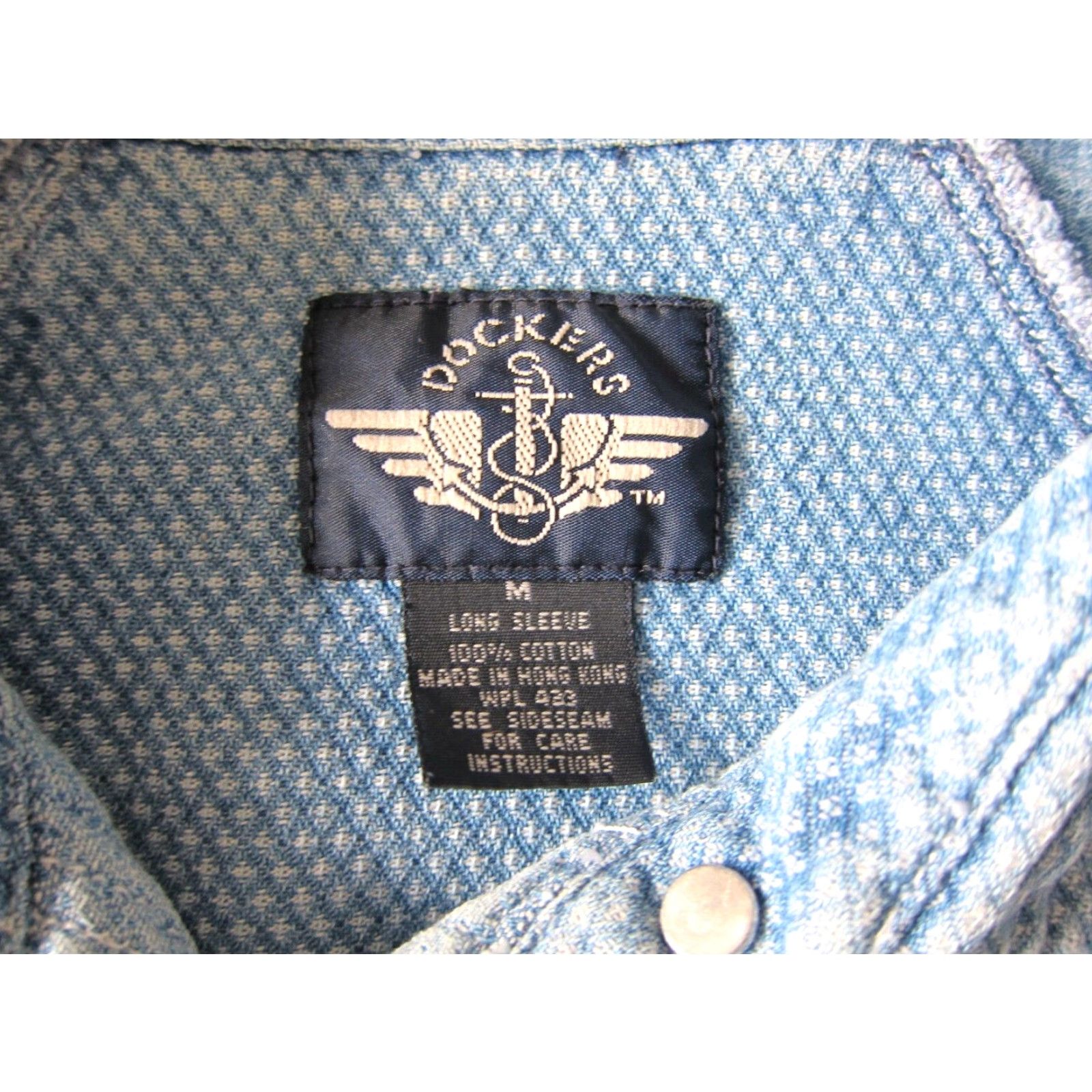Dockers VINTAGE Dockers 100% Textured Cotton Button Down Long Sleeve Denim Jean Shirt M Size M / US 6-8 / IT 42-44 - 4 Thumbnail