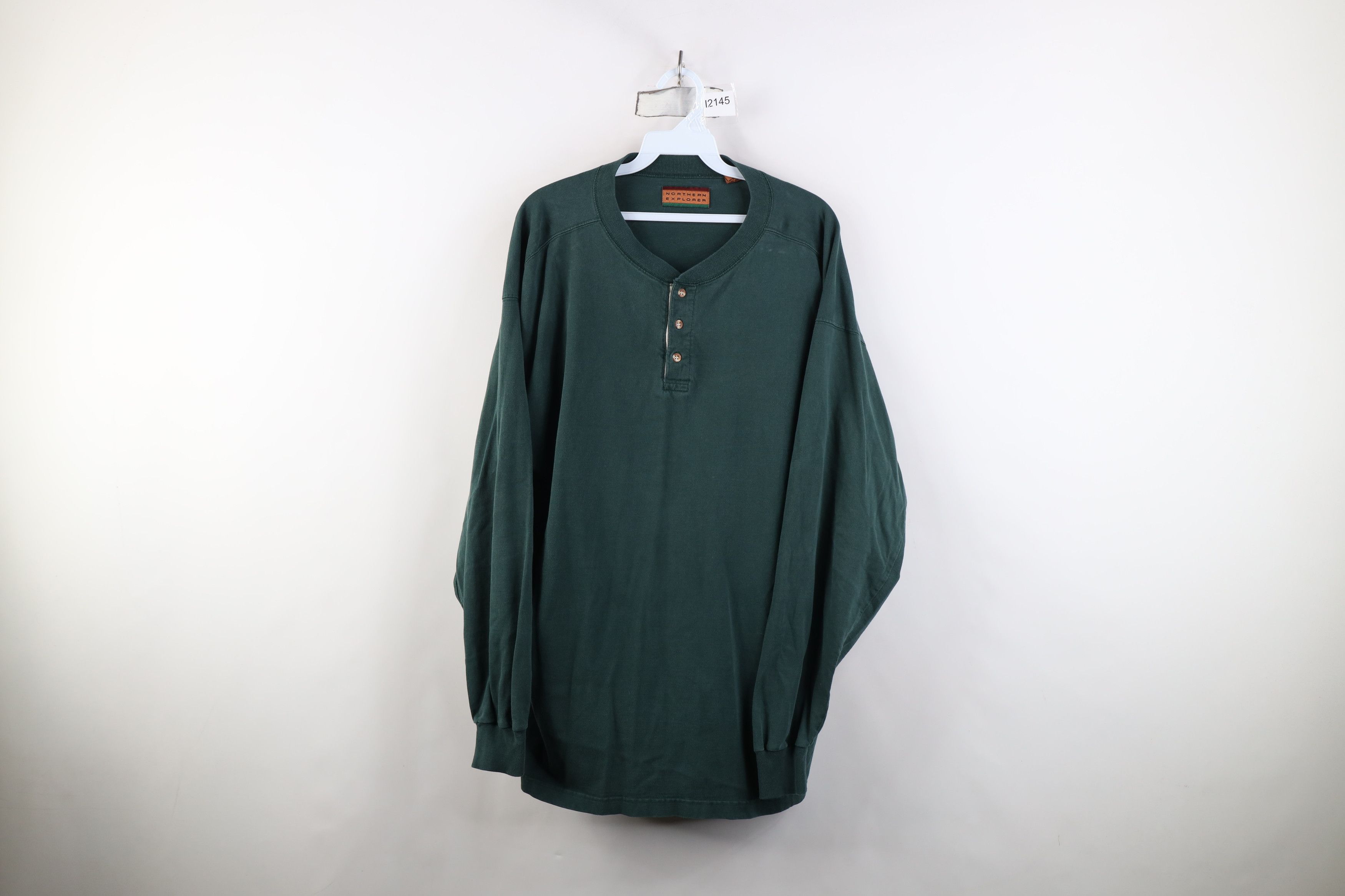Vintage Vintage 90s Streetwear Long Sleeve Henley T-Shirt Green Size US XL / EU 56 / 4 - 1 Thumbnail