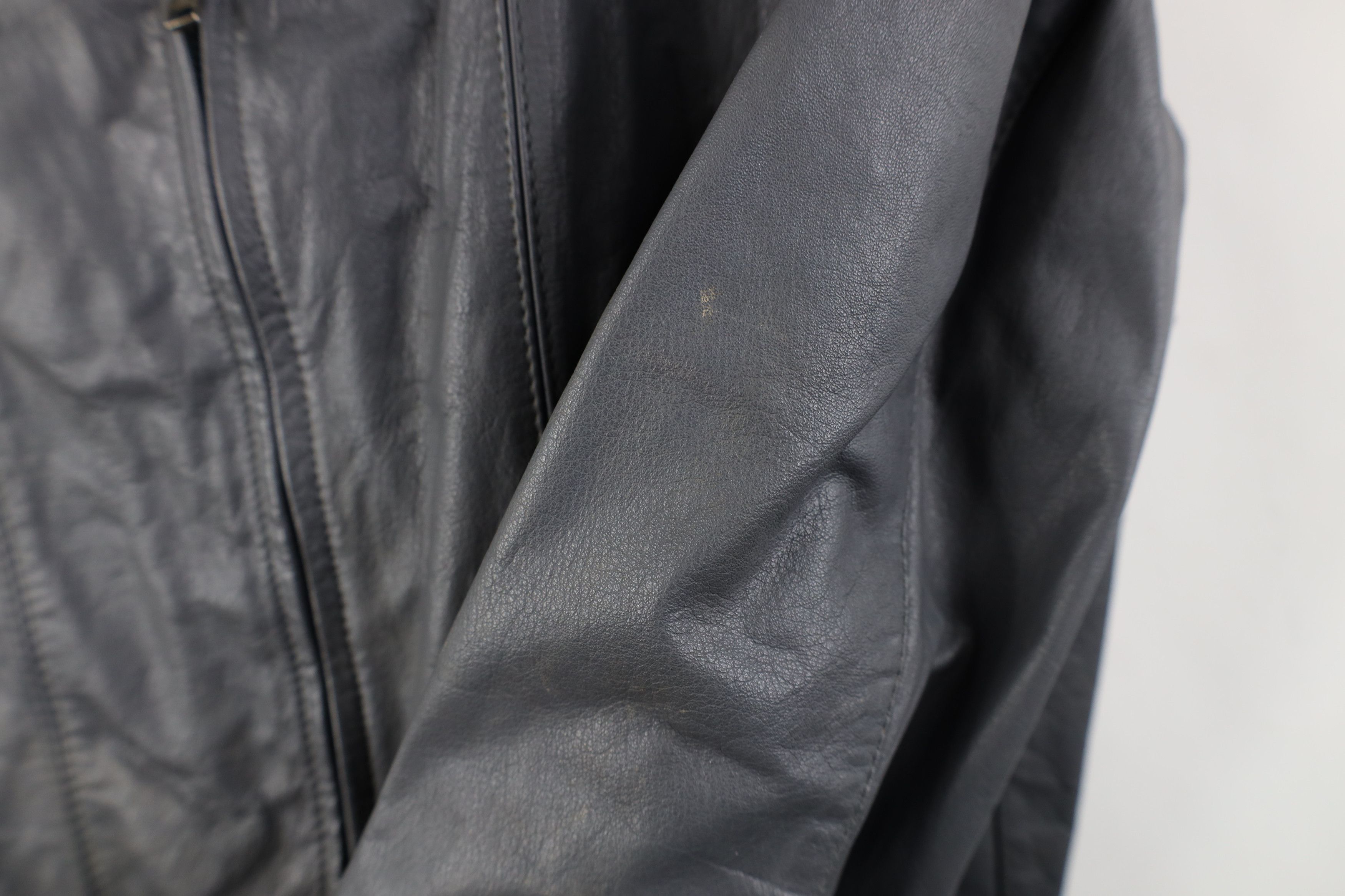 Vintage Vintage 80s 90s Streetwear Leather Racer Bomber Jacket Gray Size US XL / EU 56 / 4 - 5 Thumbnail