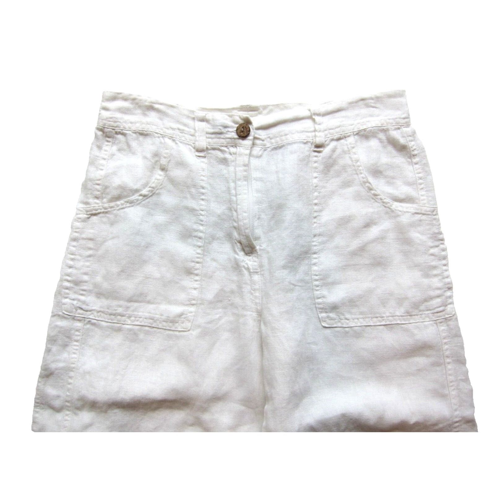 Vintage Chico's White 100% Linen Pocket Wide Leg Capri Lagenlook Relaxed Casual Pant Shirt Womens 0 Size 25" / US 0 / IT 36 - 4 Thumbnail