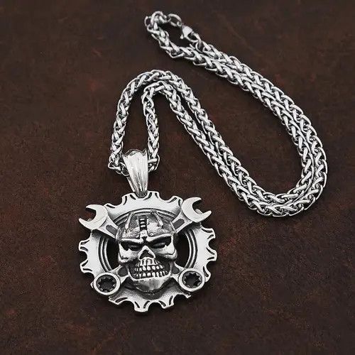 Handmade × Jewelry × Vintage Mechanical Skull Necklace Pendant Size ONE SIZE - 2 Thumbnail