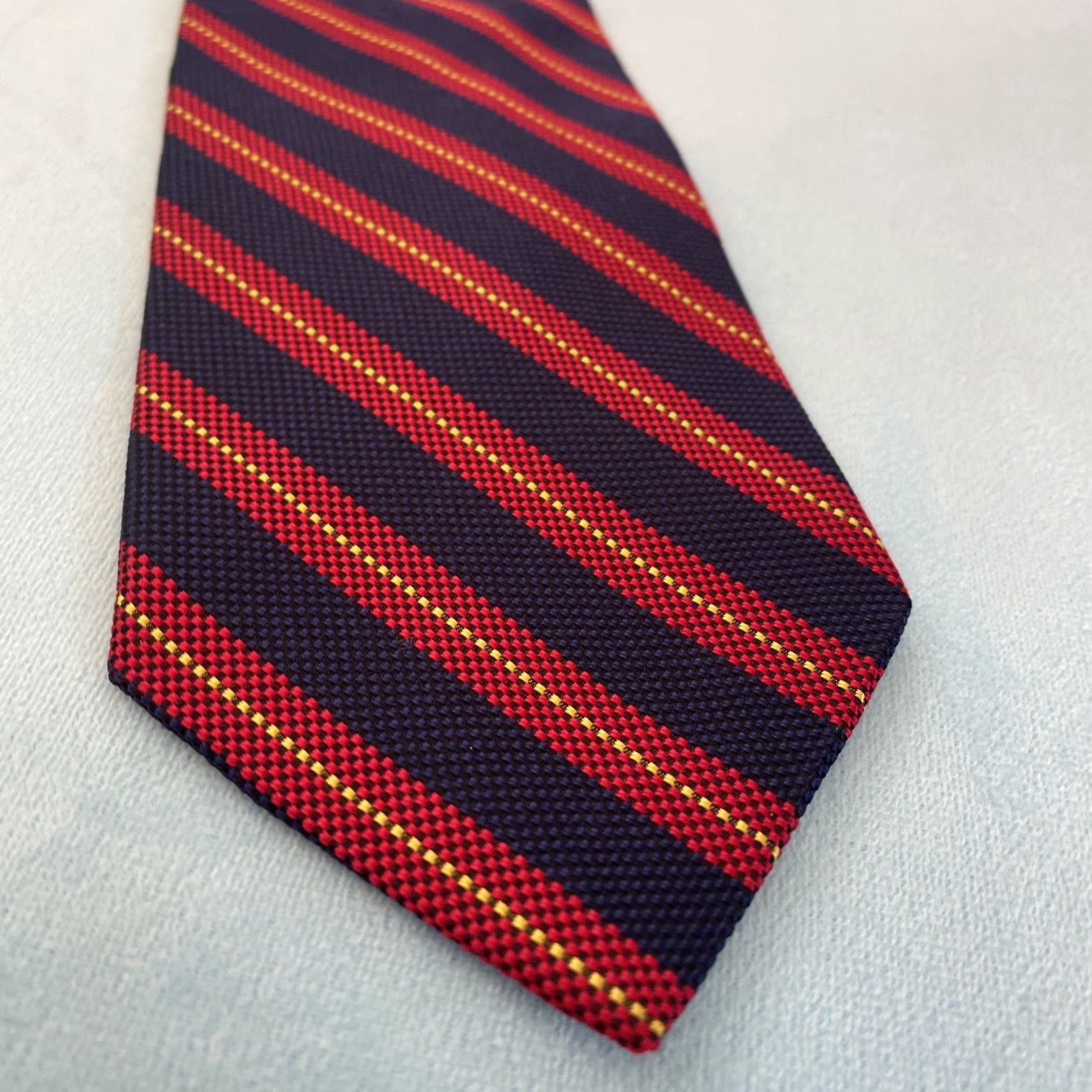 Brooks Brothers VINTAGE Brooks Brothers Makers Repp Tie Silk Made USA Navy Red Gold Stripe 3.5x58 Navy Red Gold Silk Striped Tie Men Size ONE SIZE - 2 Thumbnail