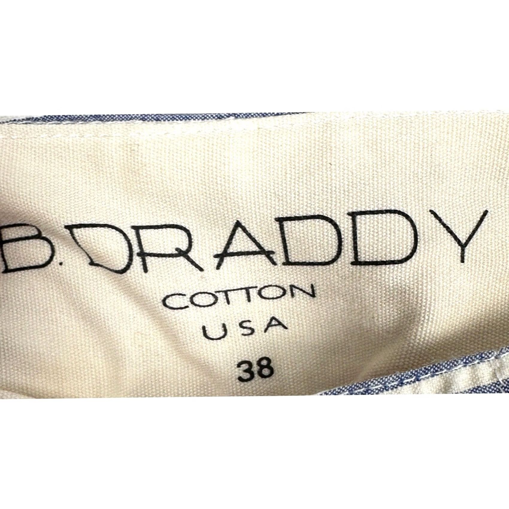 Vintage B. Draddy Shorts Blue White Striped Flat Front 38 Regular Cotton Spandex Beach Summer Casual Mens Size US 38 / EU 54 - 3 Thumbnail
