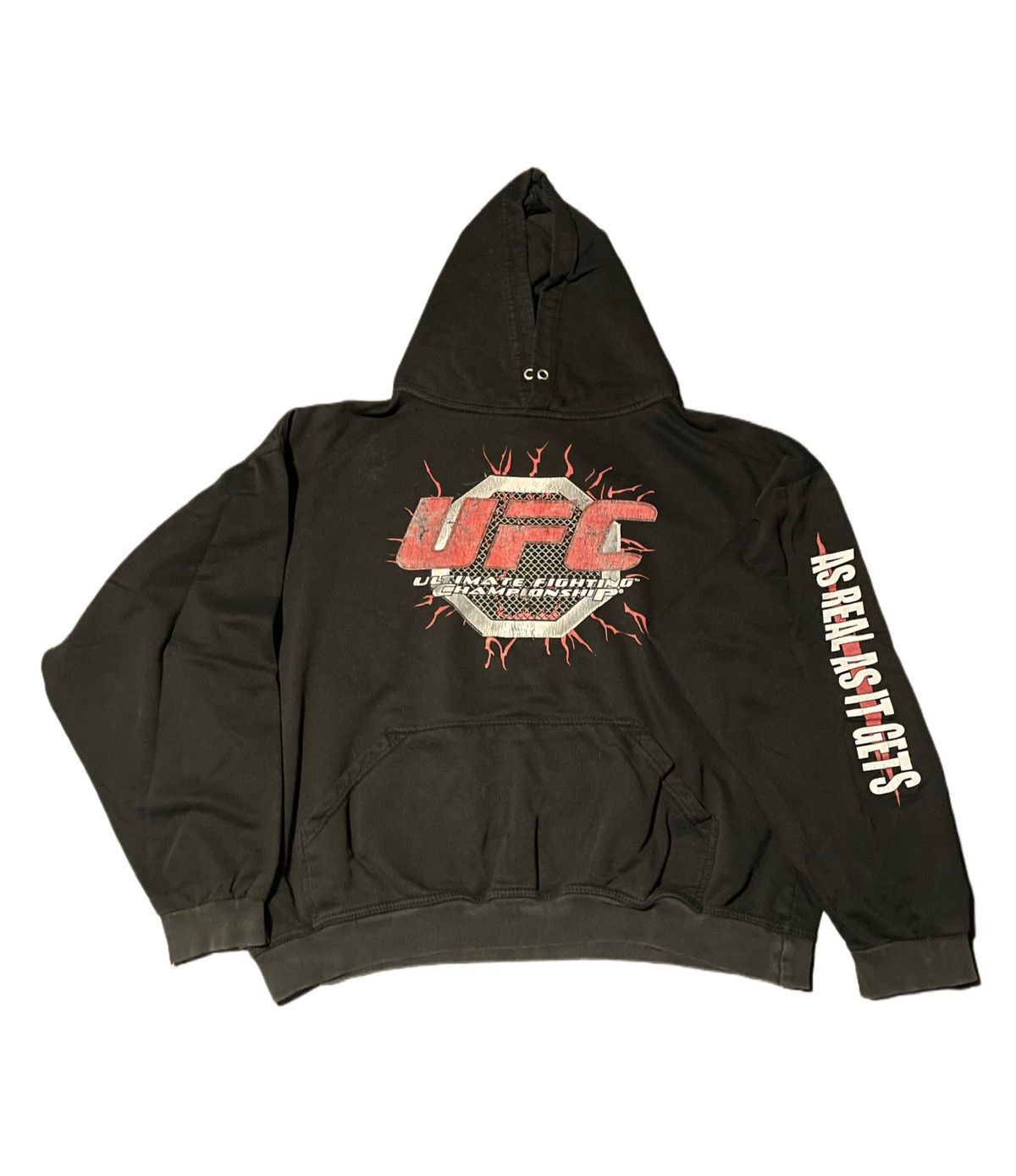 image of Affliction x Tapout Vintage 90S-00S Grail Ufc Gothic Hoodie in Black/Red, Men's (Size XL)