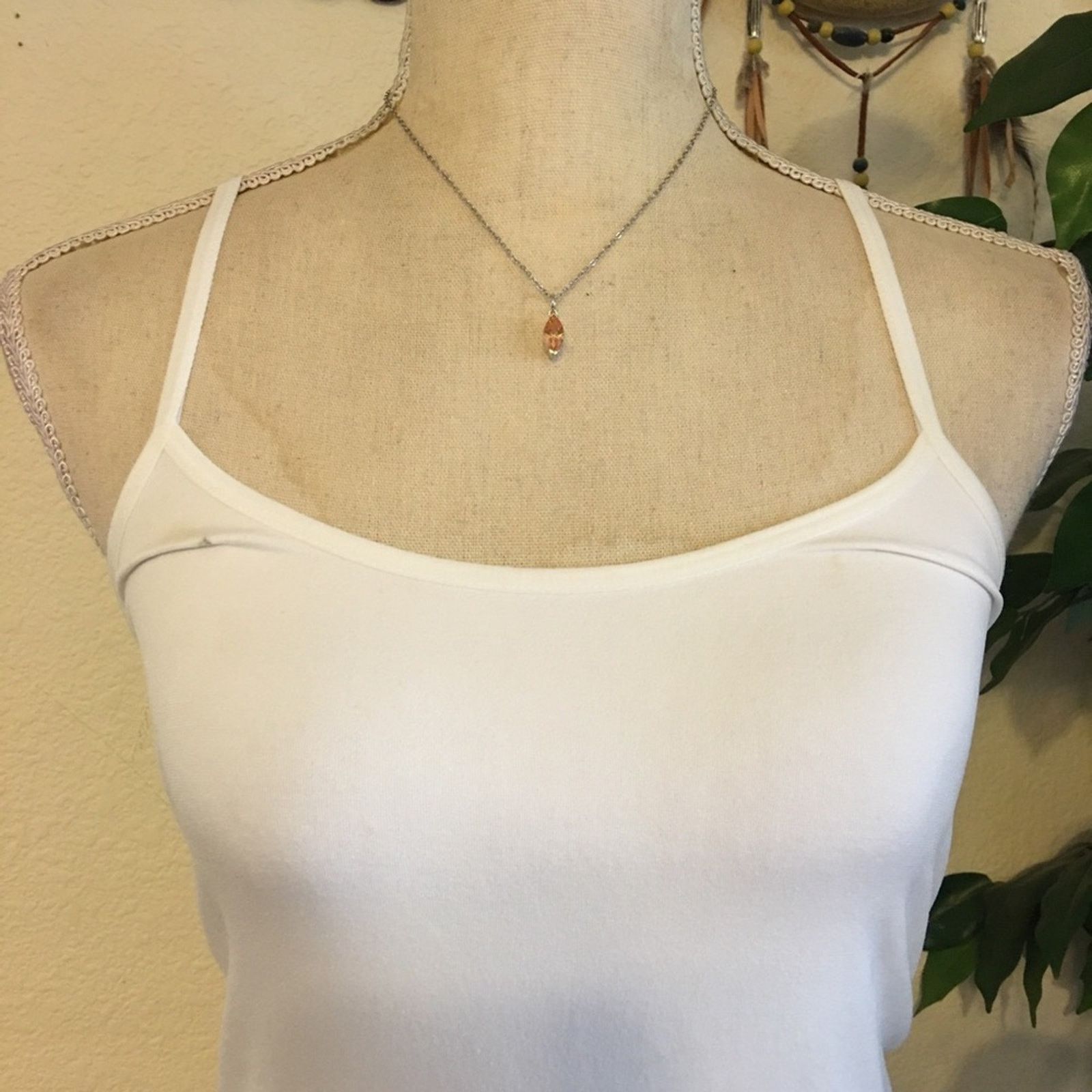 Vintage Vintage marquis cut golden stone pendant on chain Size ONE SIZE - 3 Thumbnail