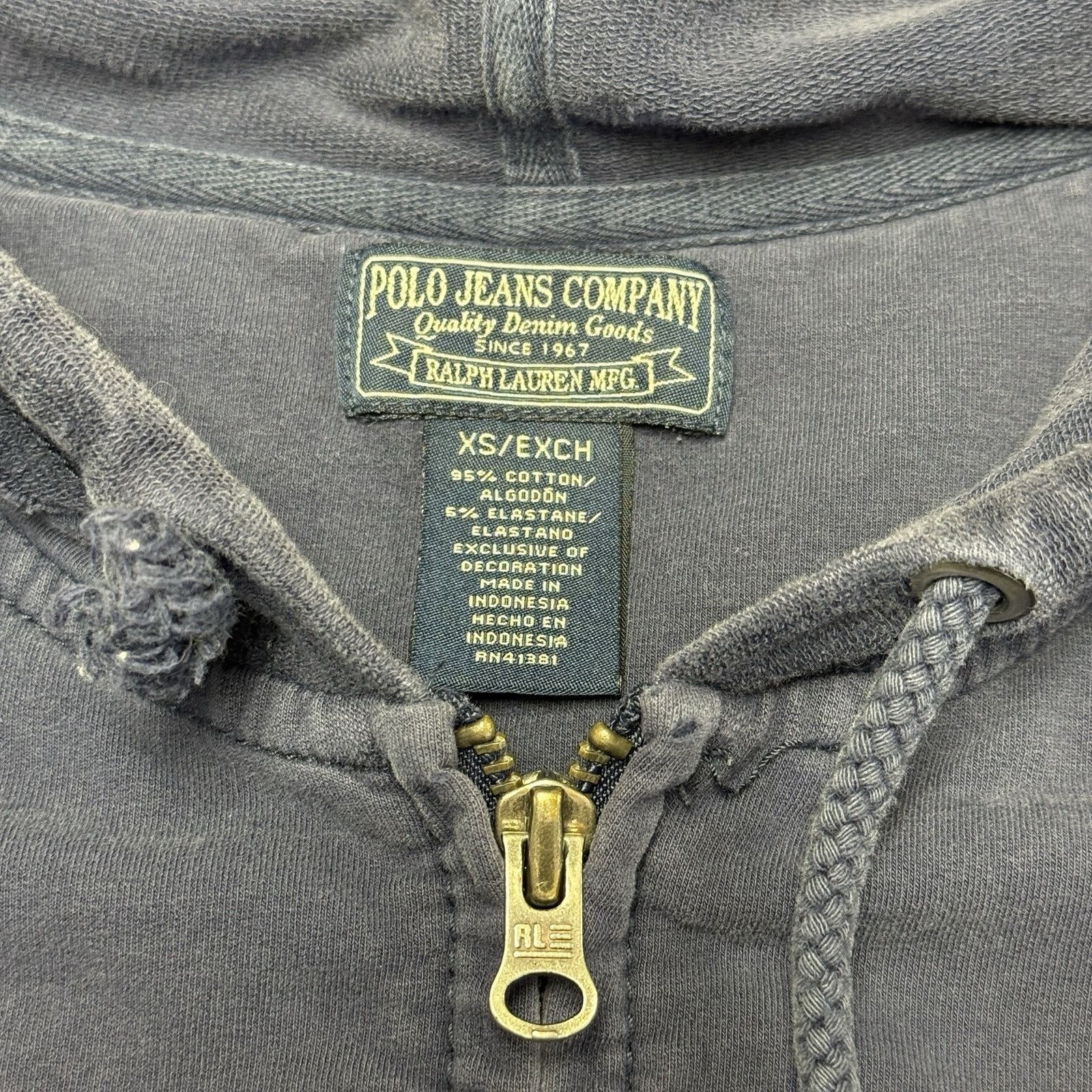 Ralph Lauren Polo Jeans Company Hoodie Womens XS 17x22.5 Blue Flag Embroi Size XS / US 0-2 / IT 36-38 - 12 Thumbnail