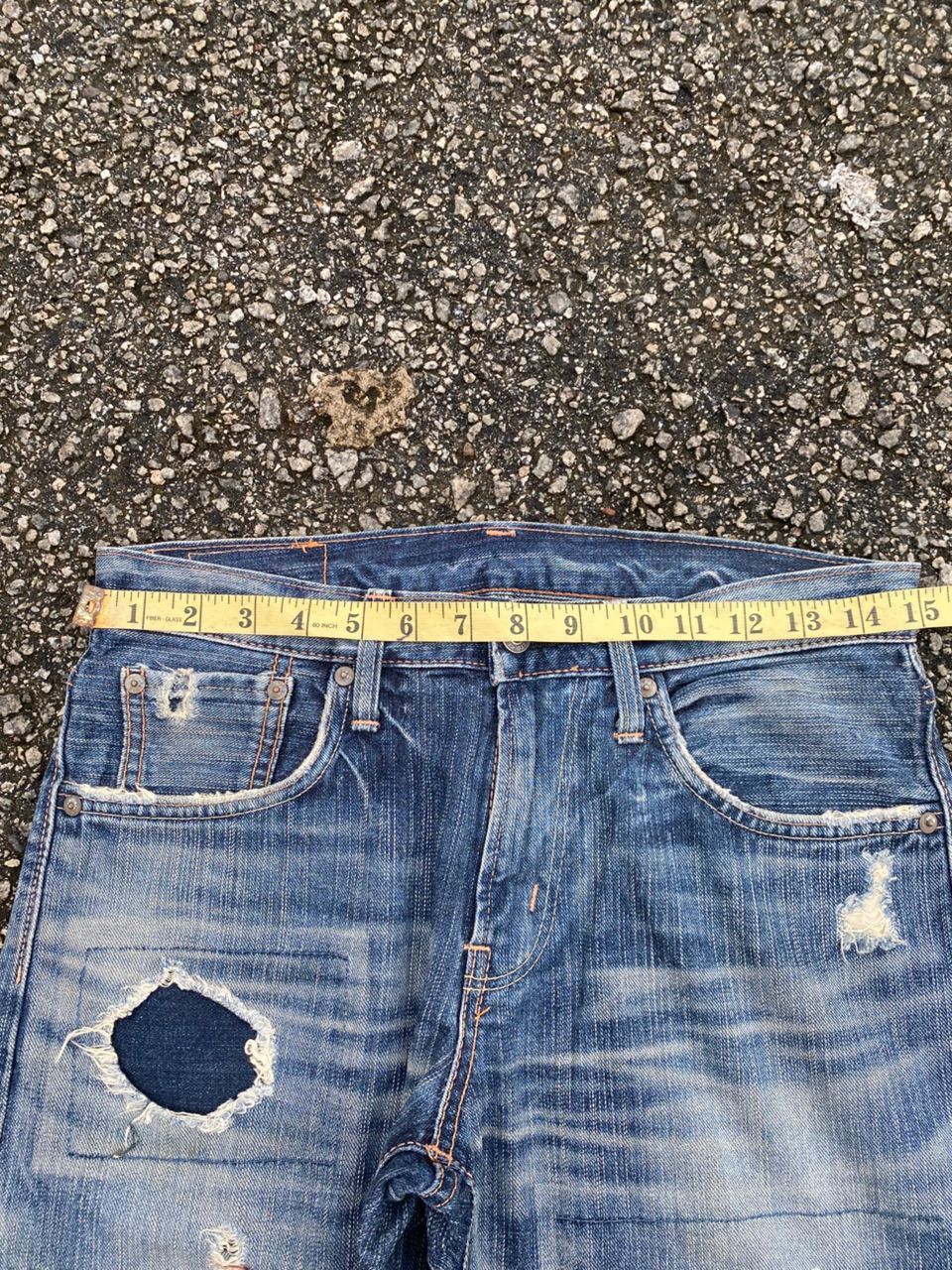 If Six Was Nine VINTAGE EDWIN 503 PACTHWORK DISTRESSED DENIM Size US 30 / EU 46 - 5 Thumbnail