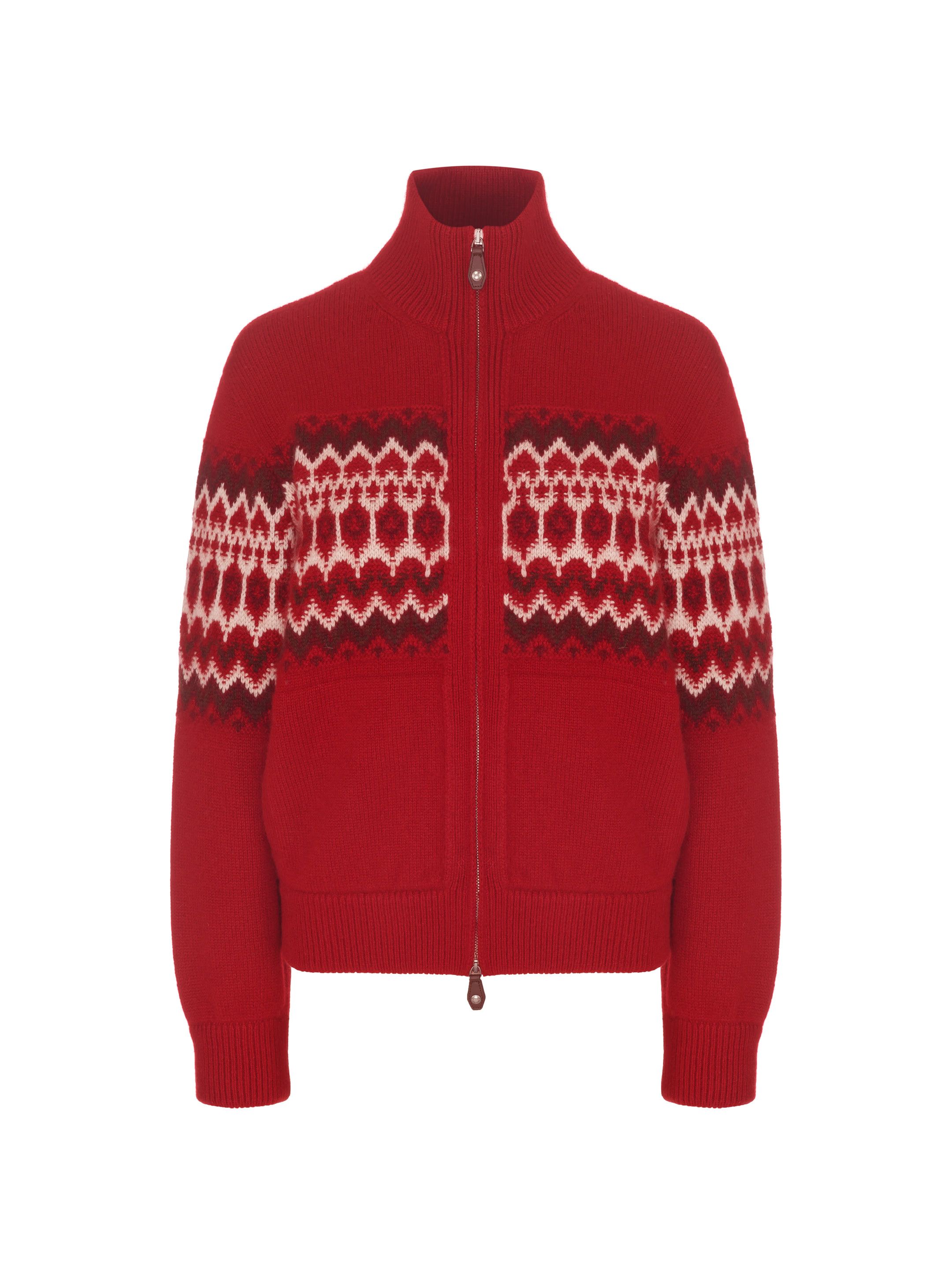 Loro Piana o1w1db10825 FAO6313 Alpe Pile Bomber Sweater in Red Size M / US 6-8 / IT 42-44 - 1 Thumbnail